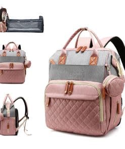 Mochila para Pañales con Estación de Cambio, -Rosa-Gris