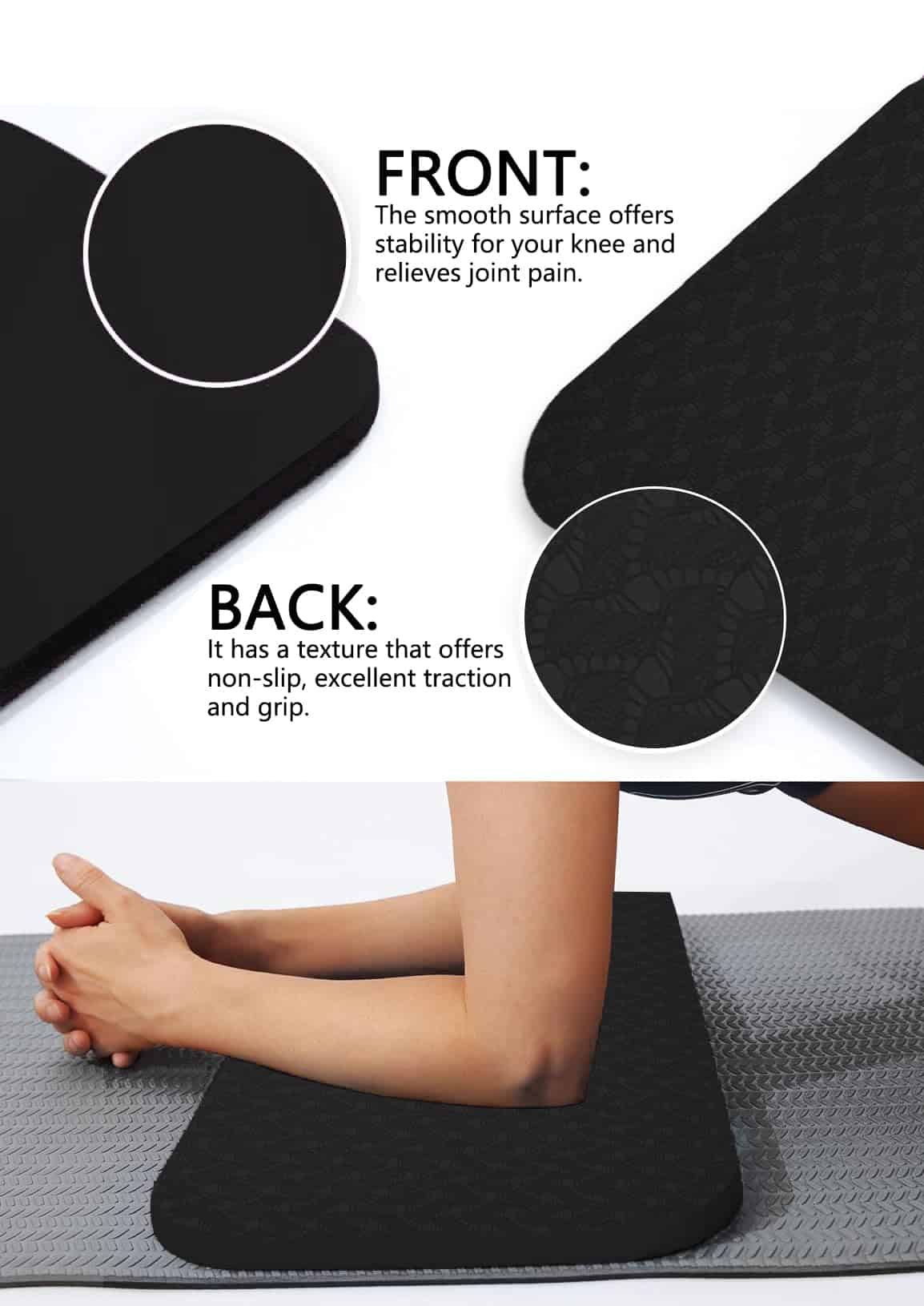 Almohadilla de Soporte para Rodillas de Yoga -Negro - Imagen 5