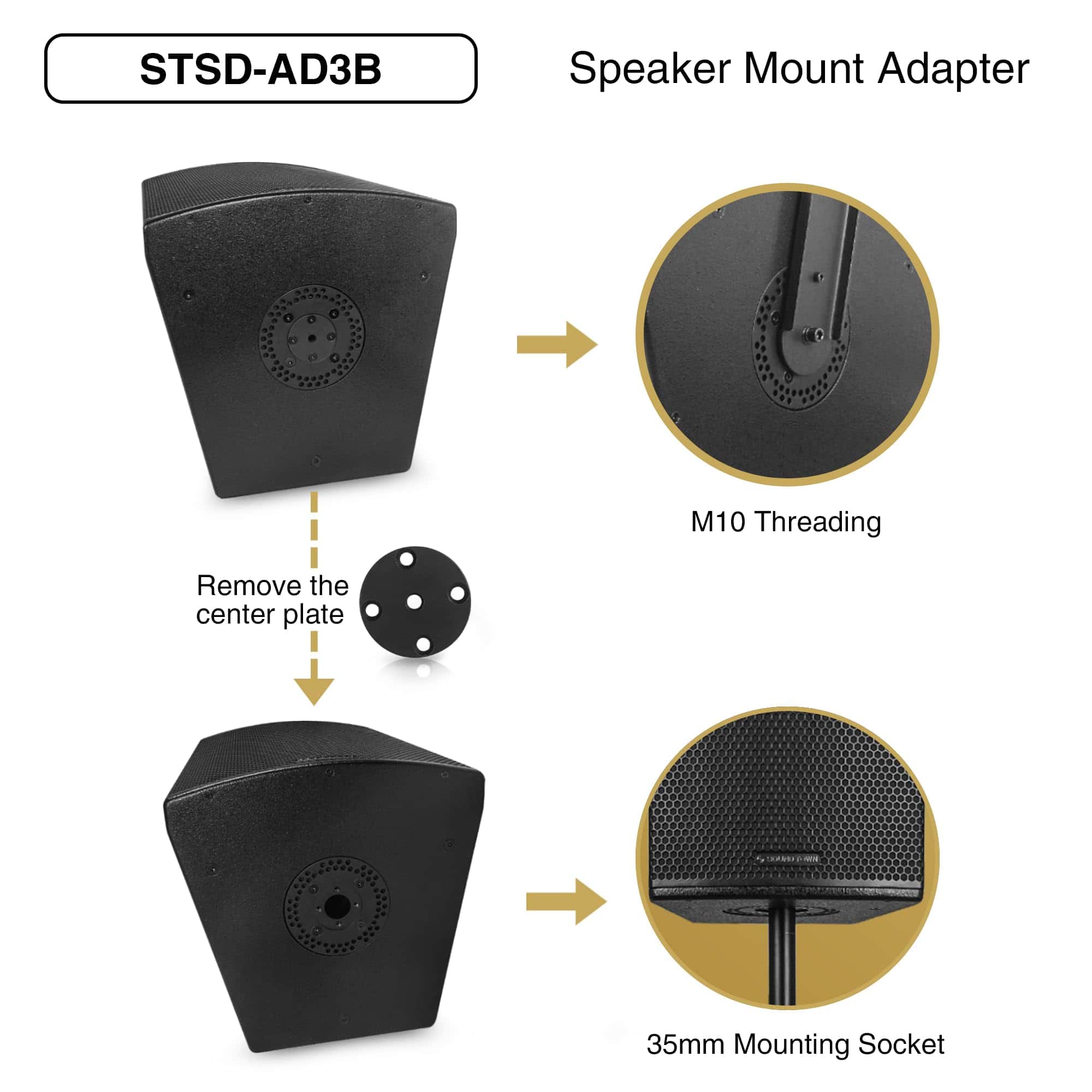 Soportes para Poste de Altavoz Sound Town, Adaptadores de - Imagen 4