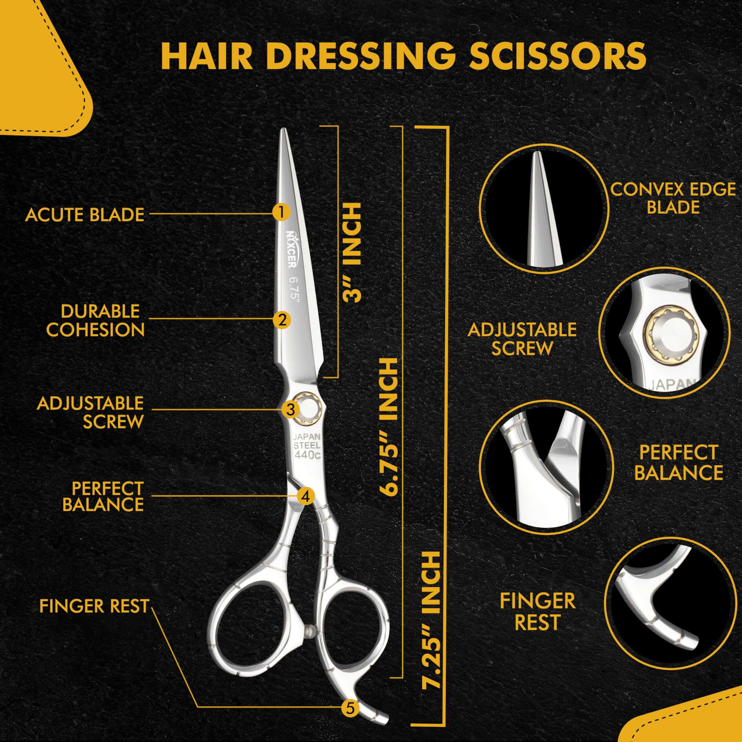 Tijeras de Peluquería Profesional Nixcer - Acero Japonés - Imagen 4