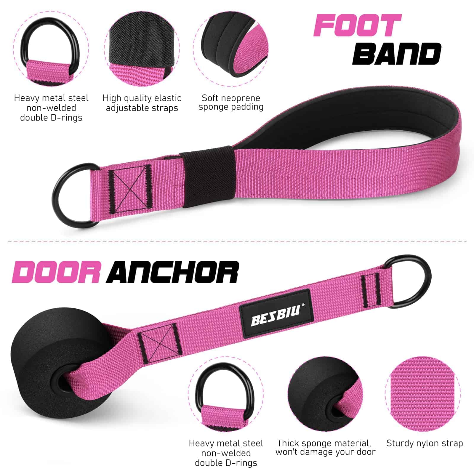 Kit de Barra de Pilates con Bandas de -Rojo Rosa - Imagen 5