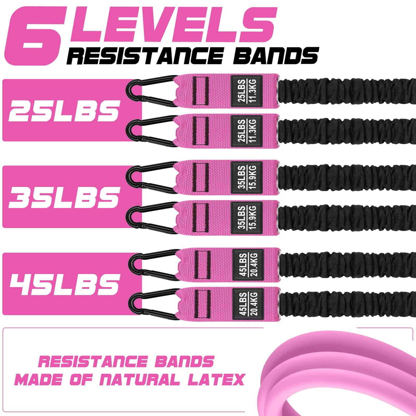 Kit de Barra de Pilates con Bandas de -Rojo Rosa - Imagen 4