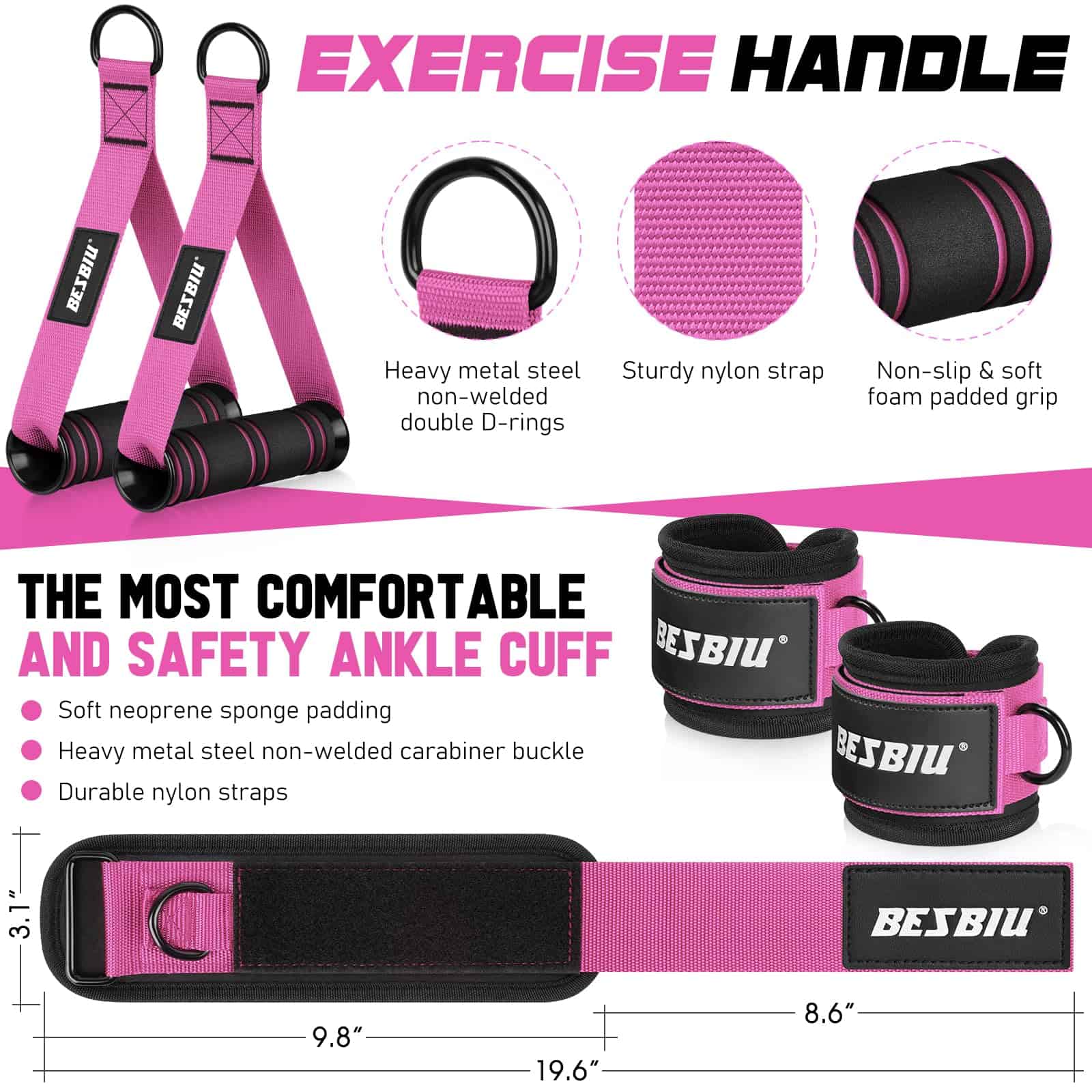 Kit de Barra de Pilates con Bandas de -Rojo Rosa - Imagen 6