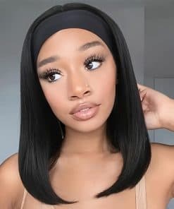 Peluca de Diadema de Cabello Humano Recto Bob de 14