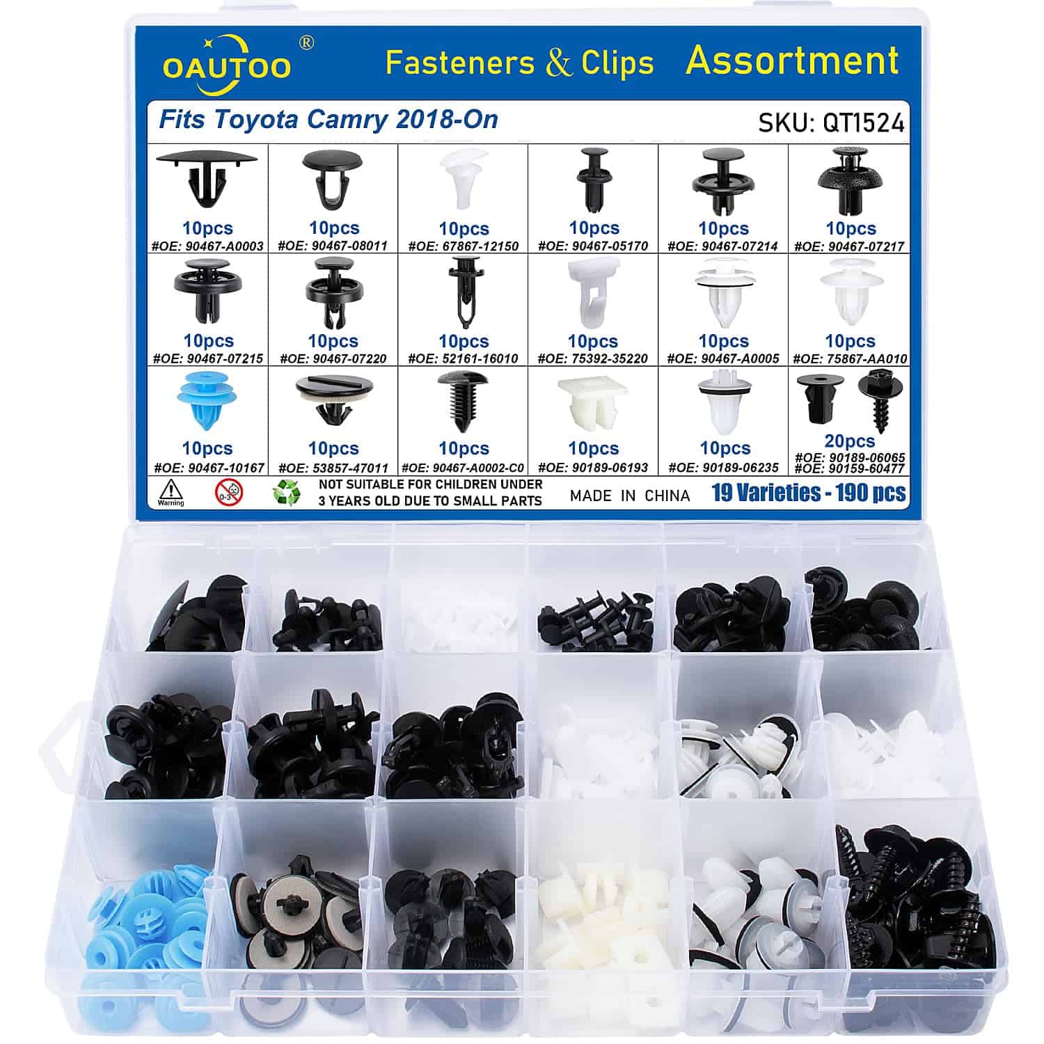 Conjunto de 190pcs de Retenedores de Clips para Toyota