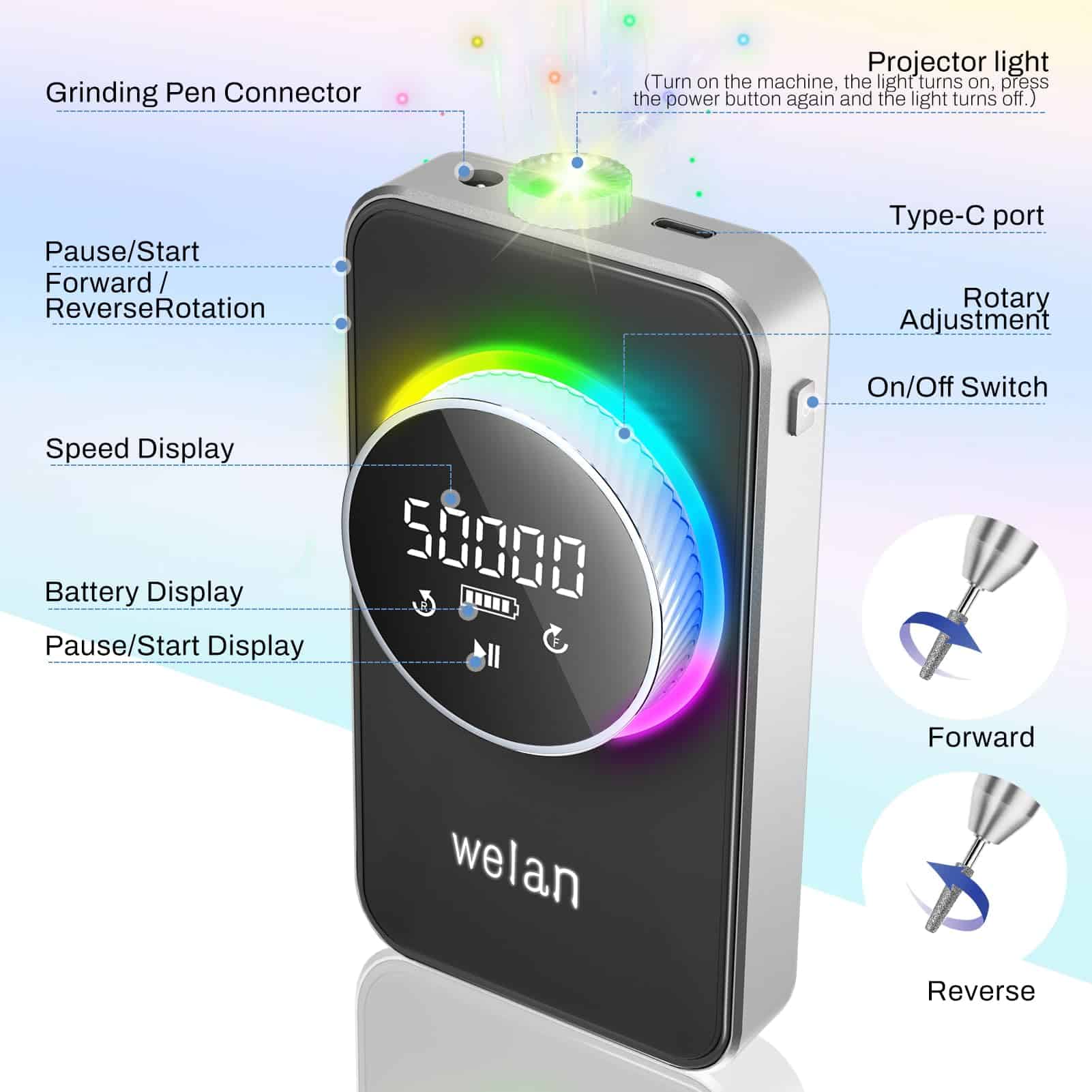 Taladro de uñas eléctrico profesional 50000RPM, 2025 Pro, - Imagen 4