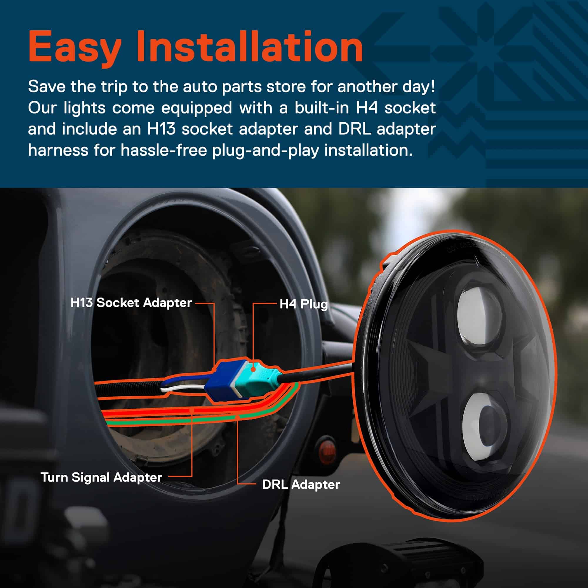 Faro Delantero LED Redondo TRUE MODS 7 Pulgadas Negro H6024 - Imagen 7