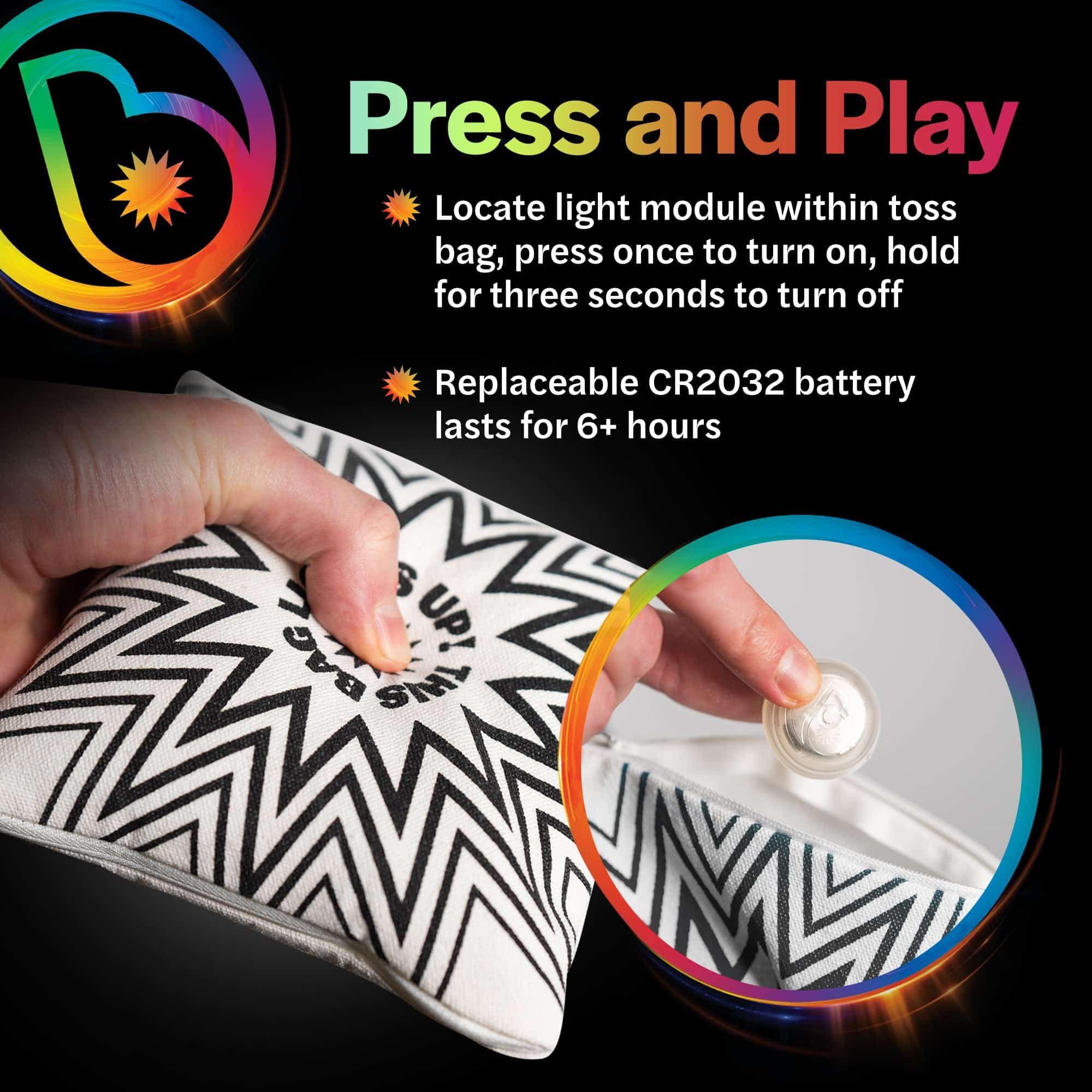 Brightz BagBrightz Bolsas de Maíz LED para Cornhole, - Imagen 6