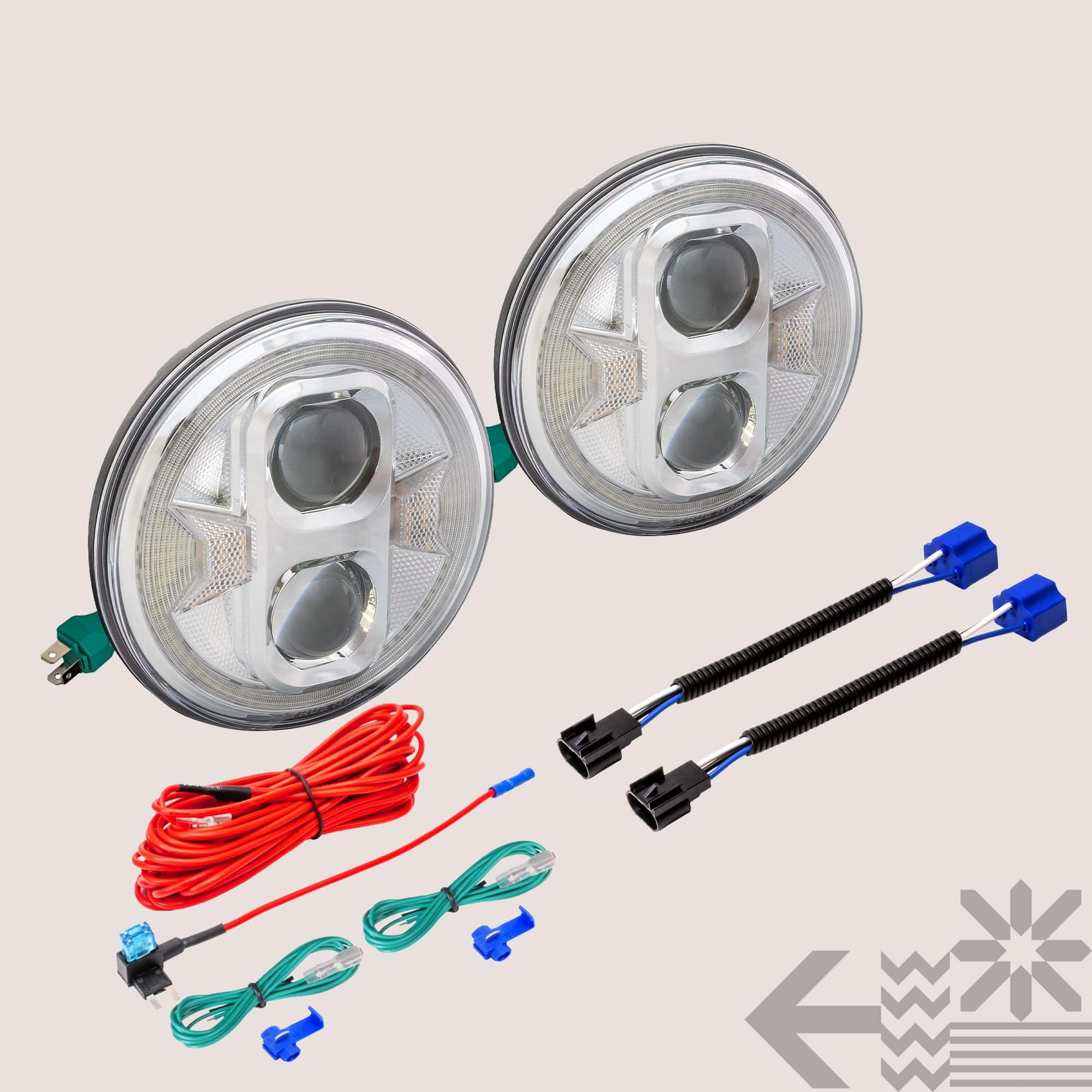 Faro LED Redondo de 7 Pulgadas Cromado H6024 2d1 Hi Lo - Imagen 9