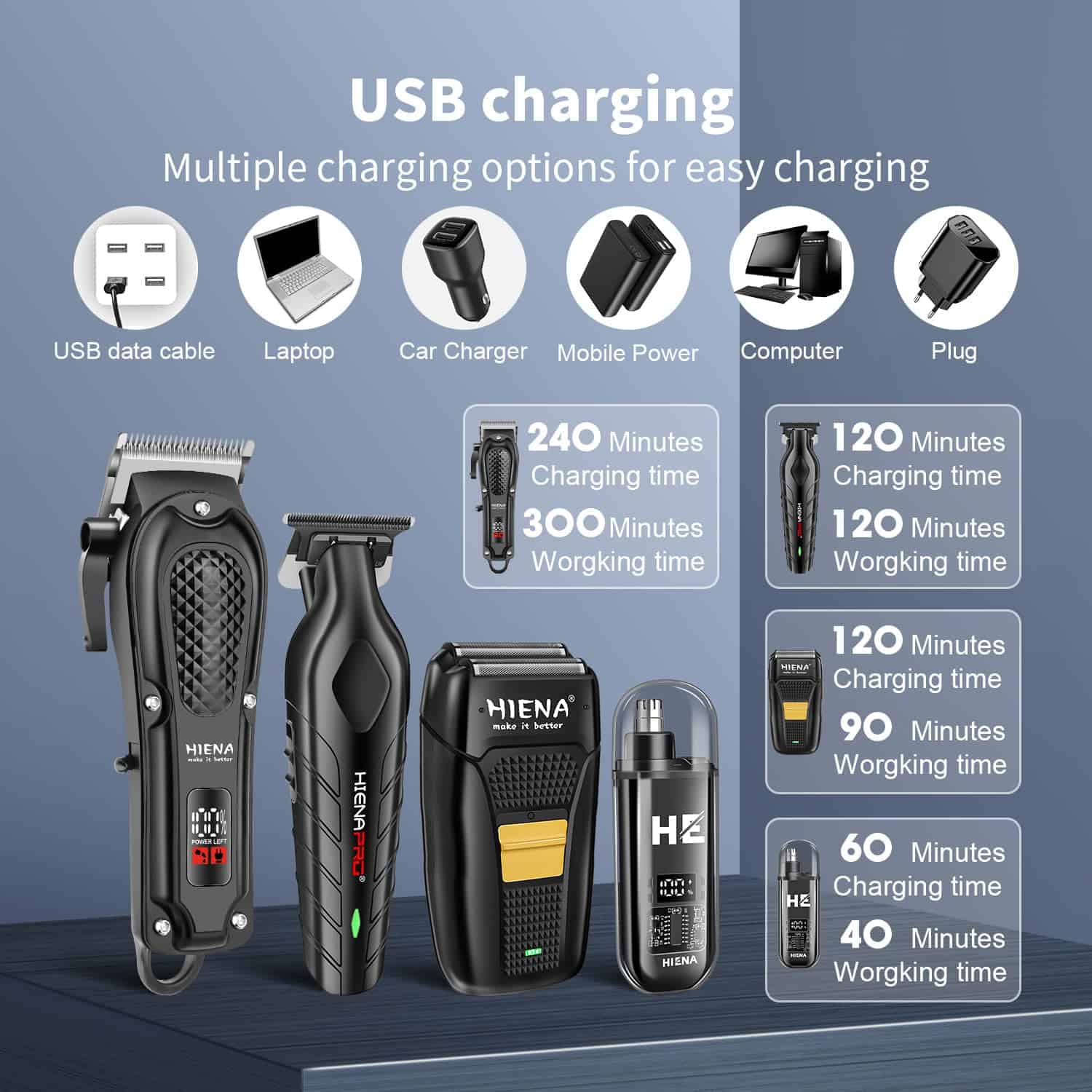 Juego de cortadora de cabello profesional HIENA PRO para - Imagen 6