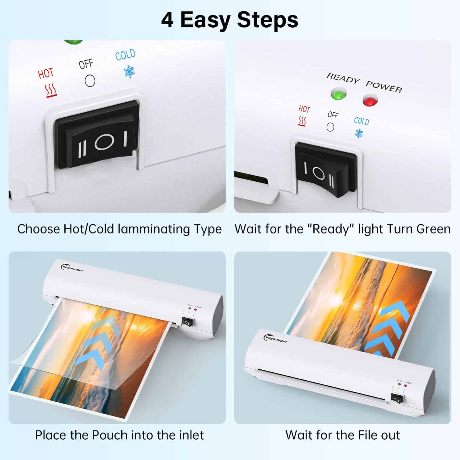 Máquina laminadora Buyounger, 9 pulgadas caliente y frío - Imagen 7