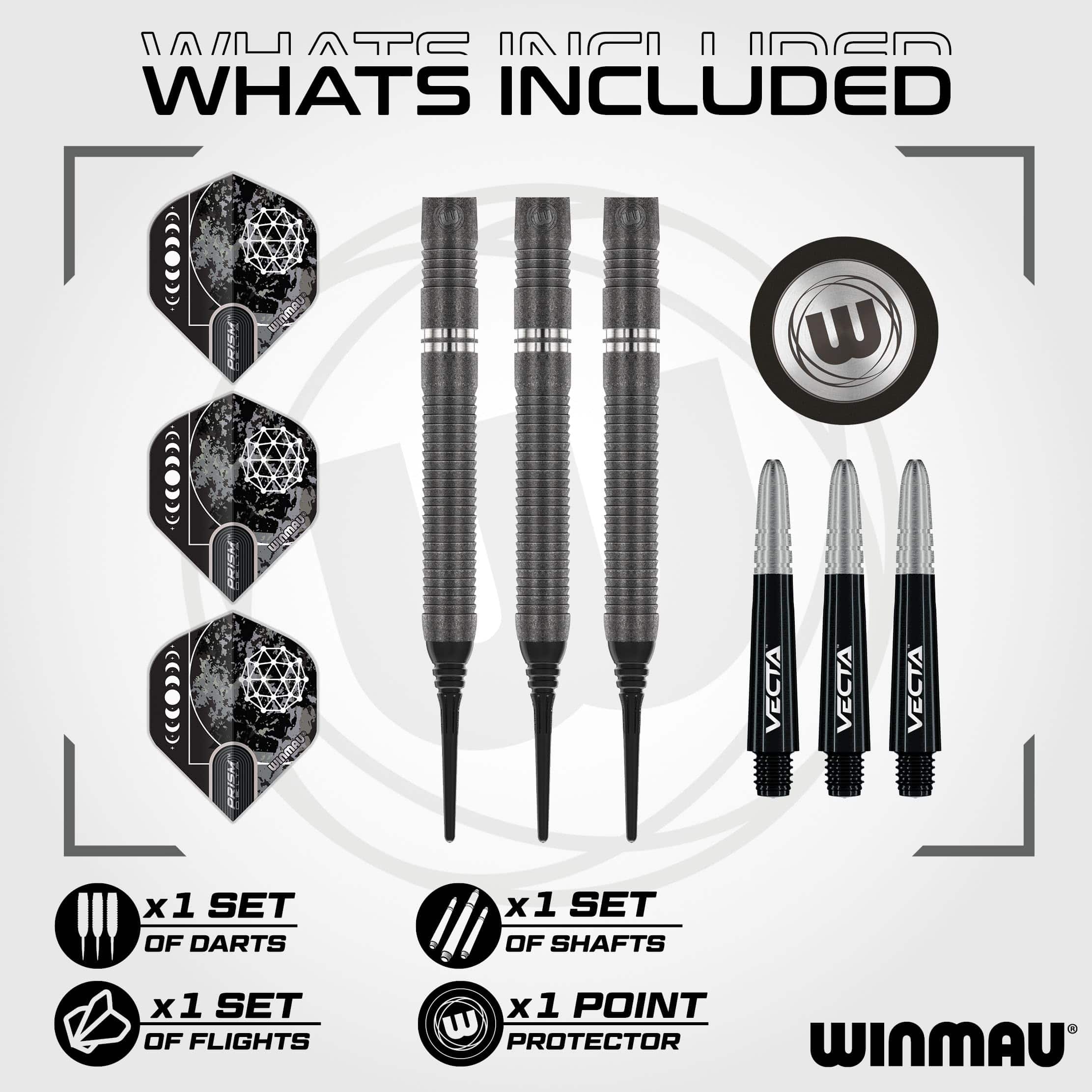 Juego de Dardos Winmau Callisto 18g -Negro y Plateado - Imagen 3