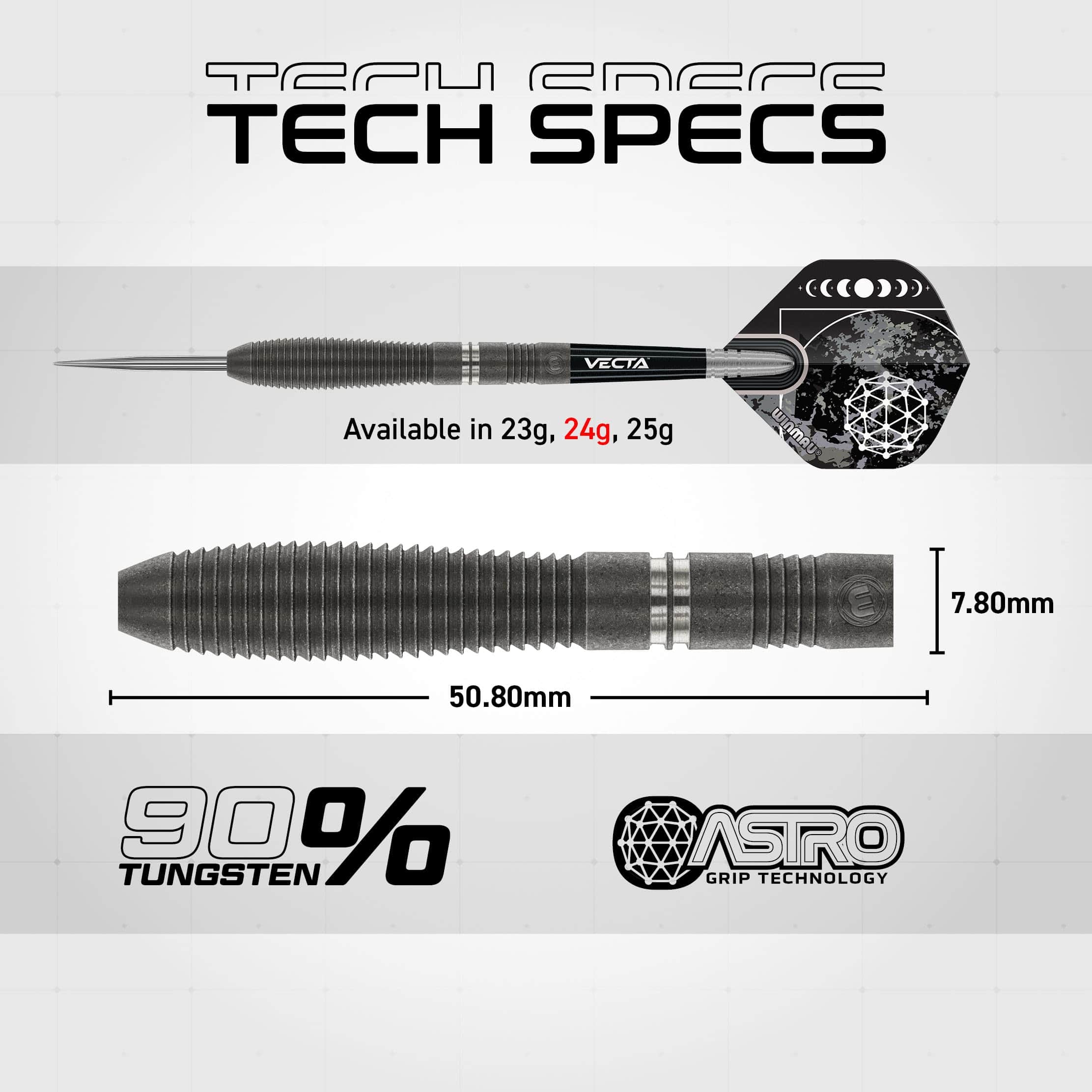 Set de Dardos Winmau Callisto 24g 90% de Tungsteno - Imagen 5