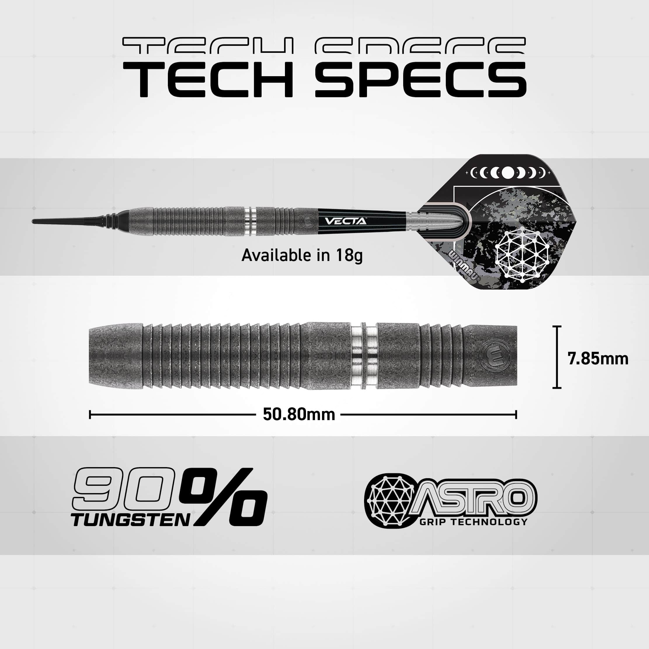 Juego de Dardos Winmau Callisto 18g -Negro y Plateado - Imagen 5
