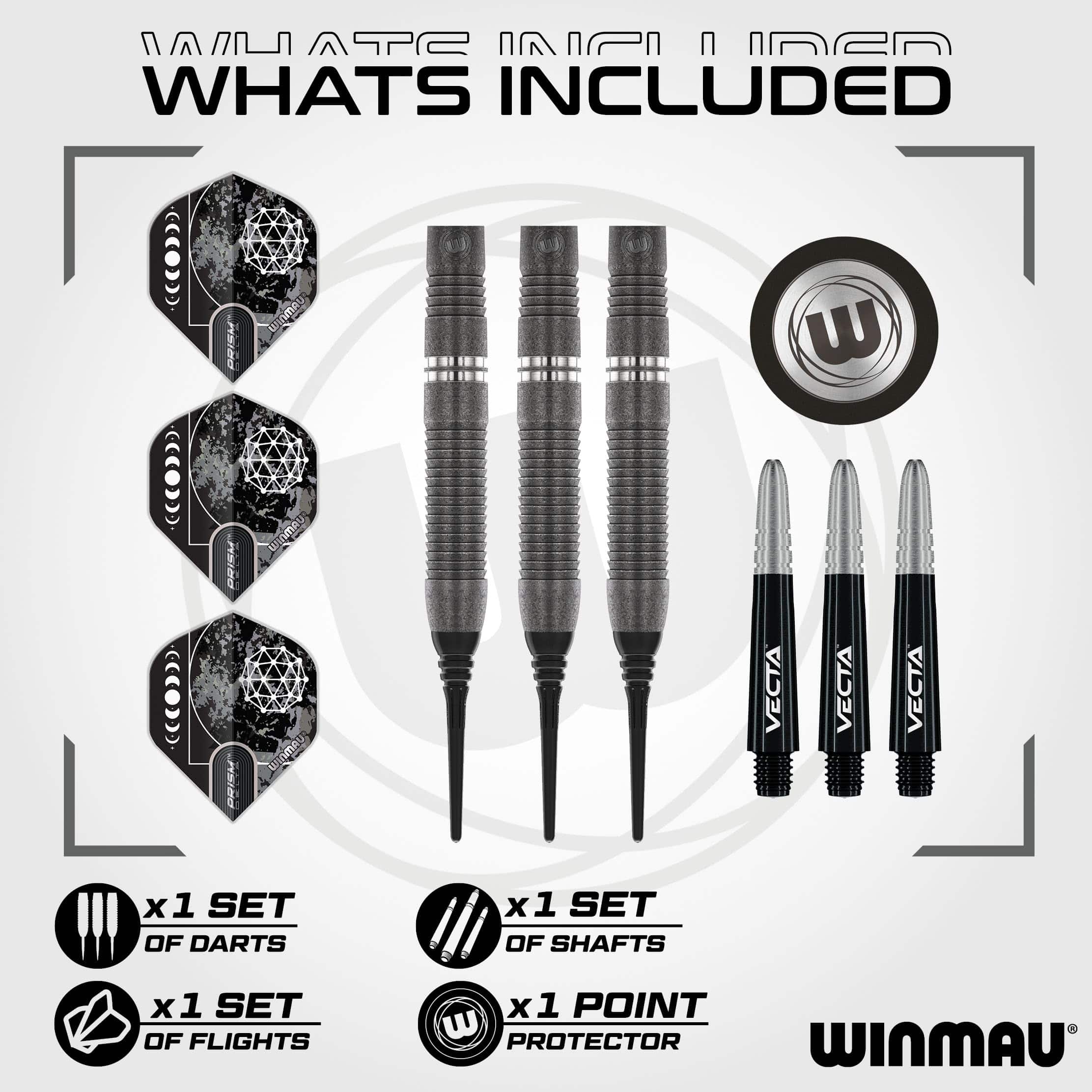 Juego de Dardos Winmau Callisto 18g -Negro y Plateado - Imagen 3