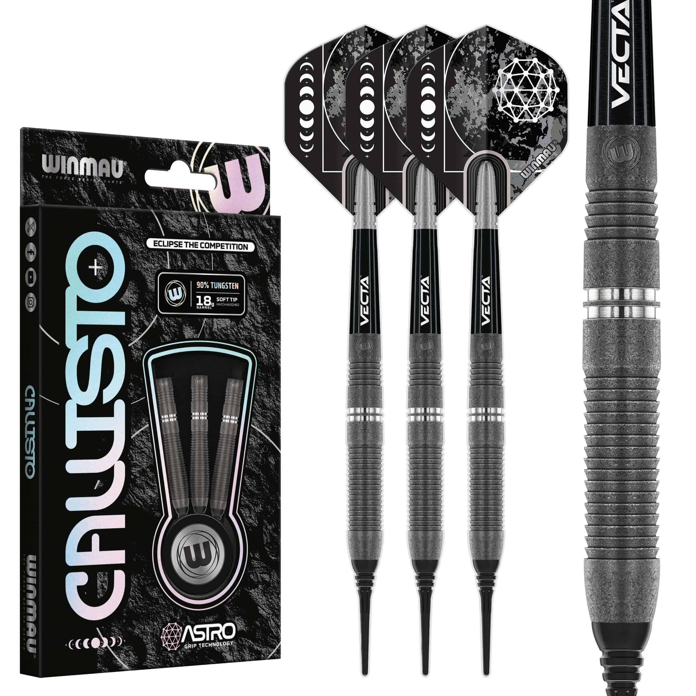 Juego de Dardos Winmau Callisto 18g -Negro y Plateado