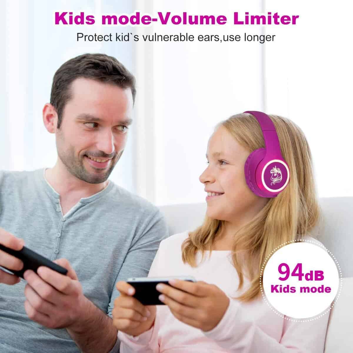 Auriculares para niñas YUSONIC con luces LED de unicornio, - Imagen 10