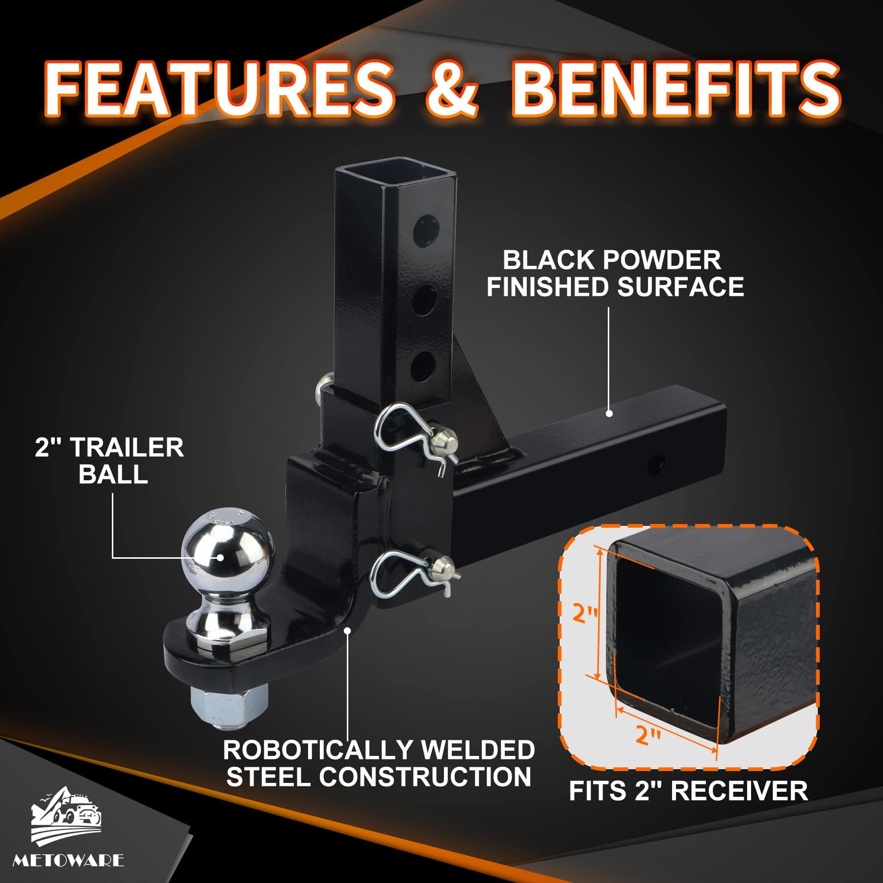 METOWARE Enganche de Remolque Ajustable, 9-1/2" de Caída y - Imagen 8