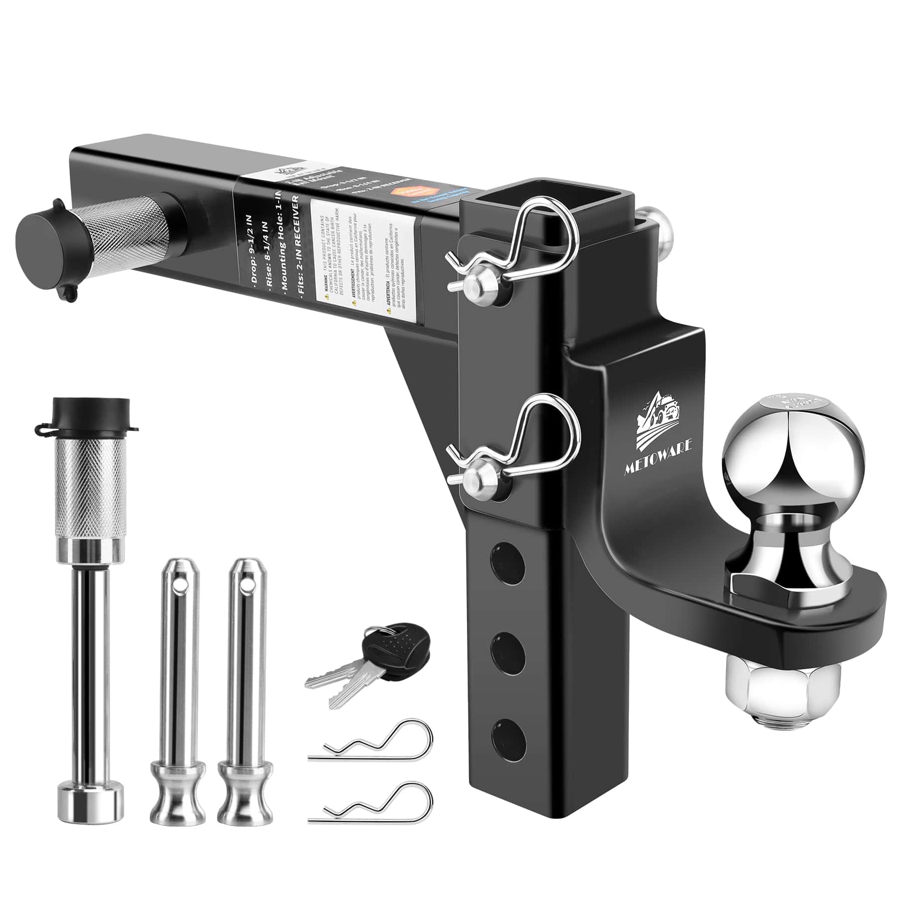 METOWARE Enganche de Remolque Ajustable, 9-1/2" de Caída y