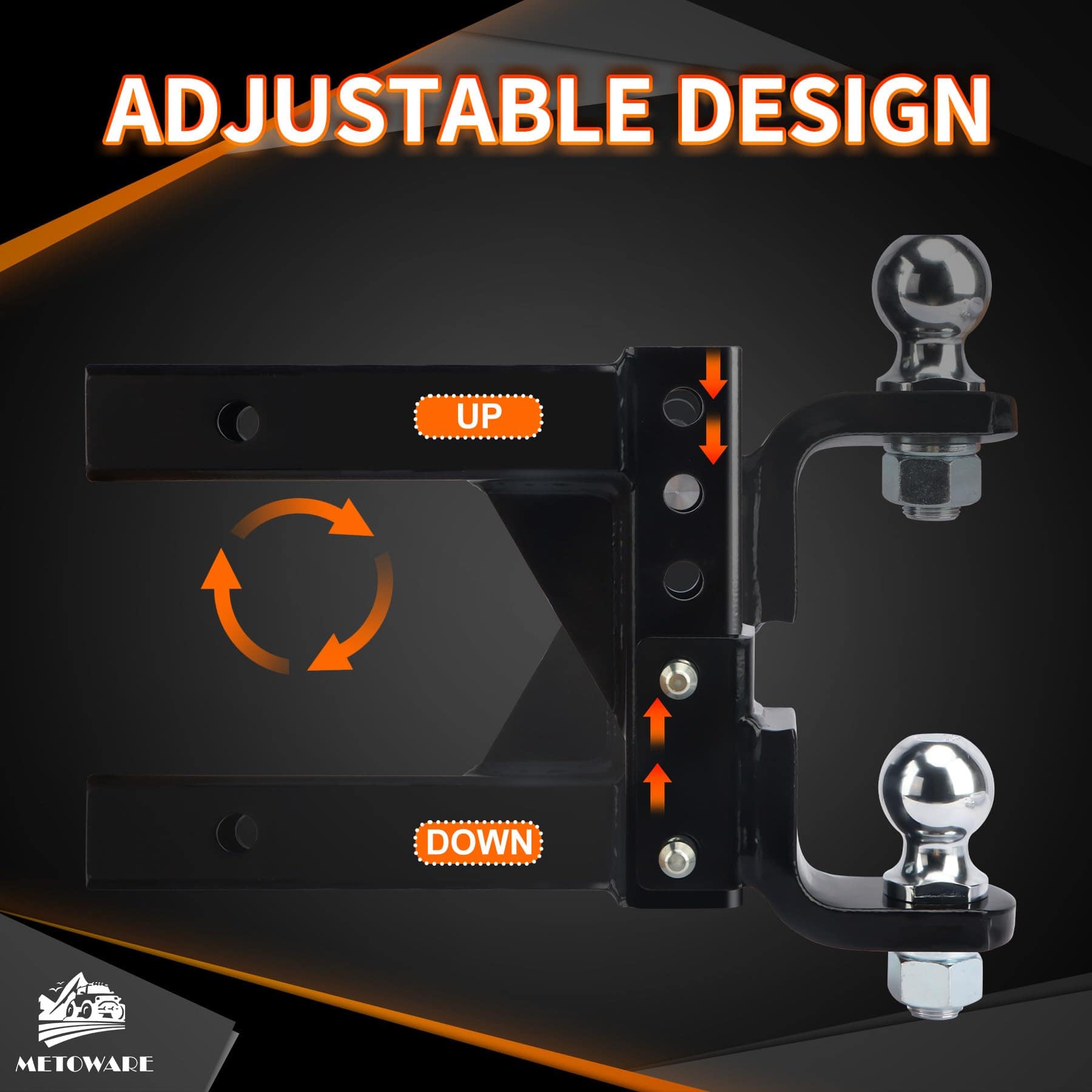 METOWARE Enganche de Remolque Ajustable, 9-1/2" de Caída y - Imagen 6