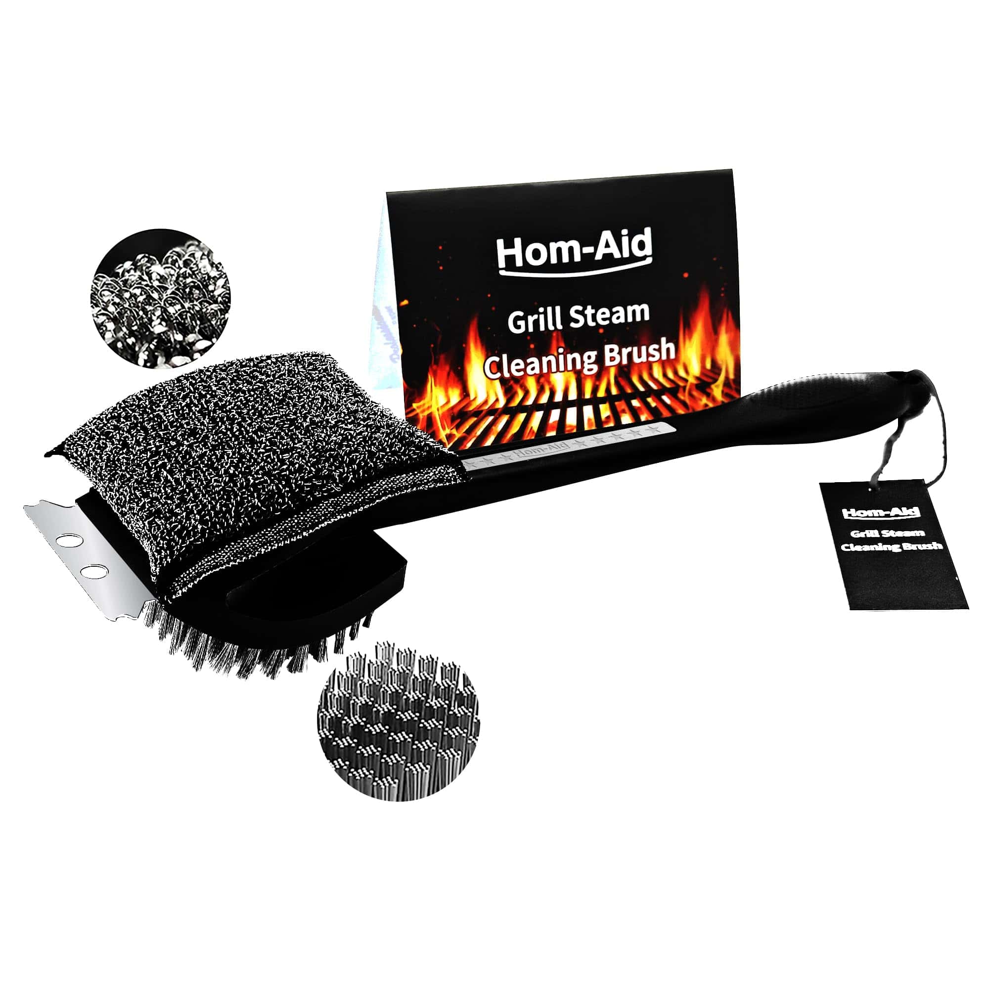 Cepillo de parrilla 3 en 1 Hom-Aid sin cerdas, Cepillo de