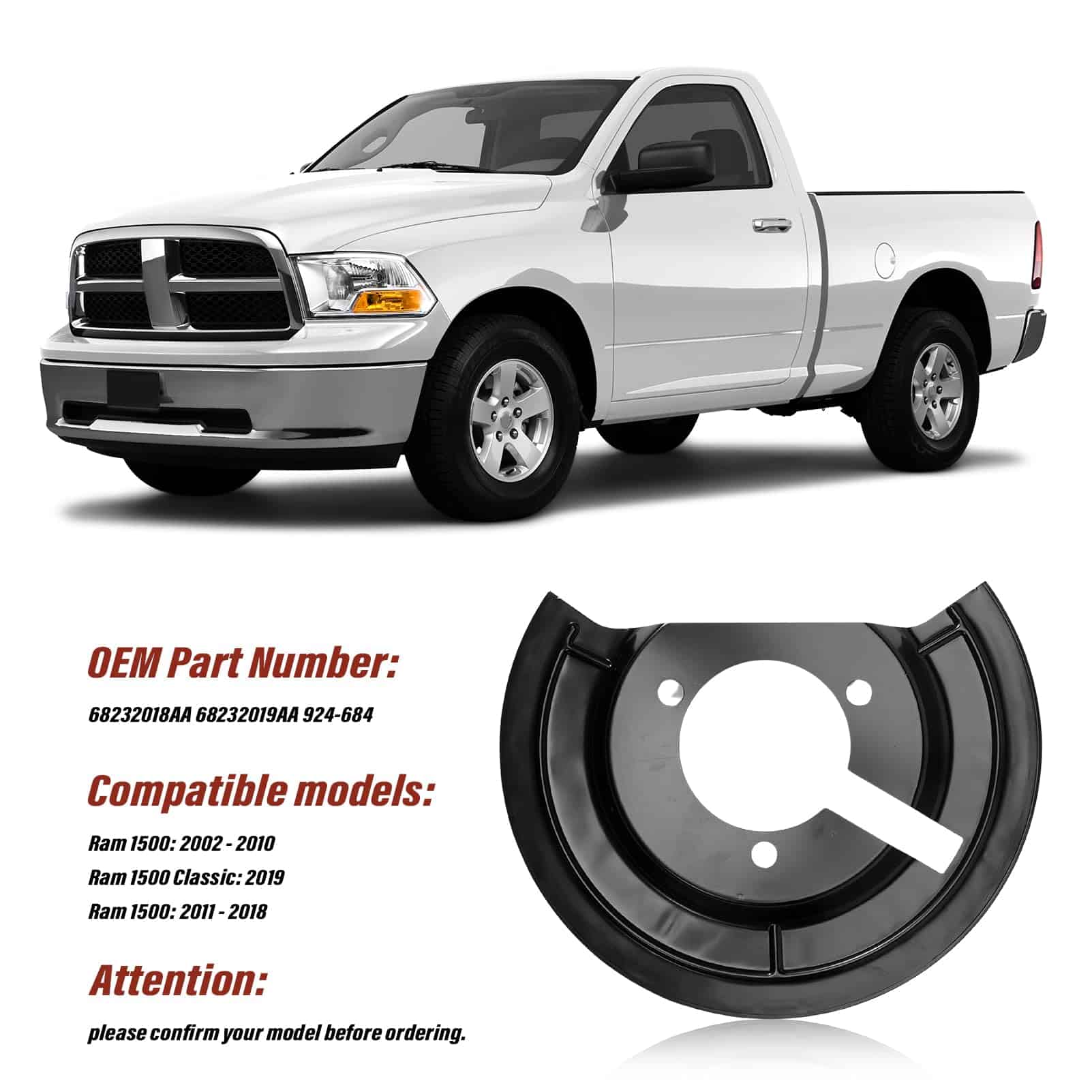 924-684 Placa Soporte de Freno Delantero Compatible con - Imagen 3