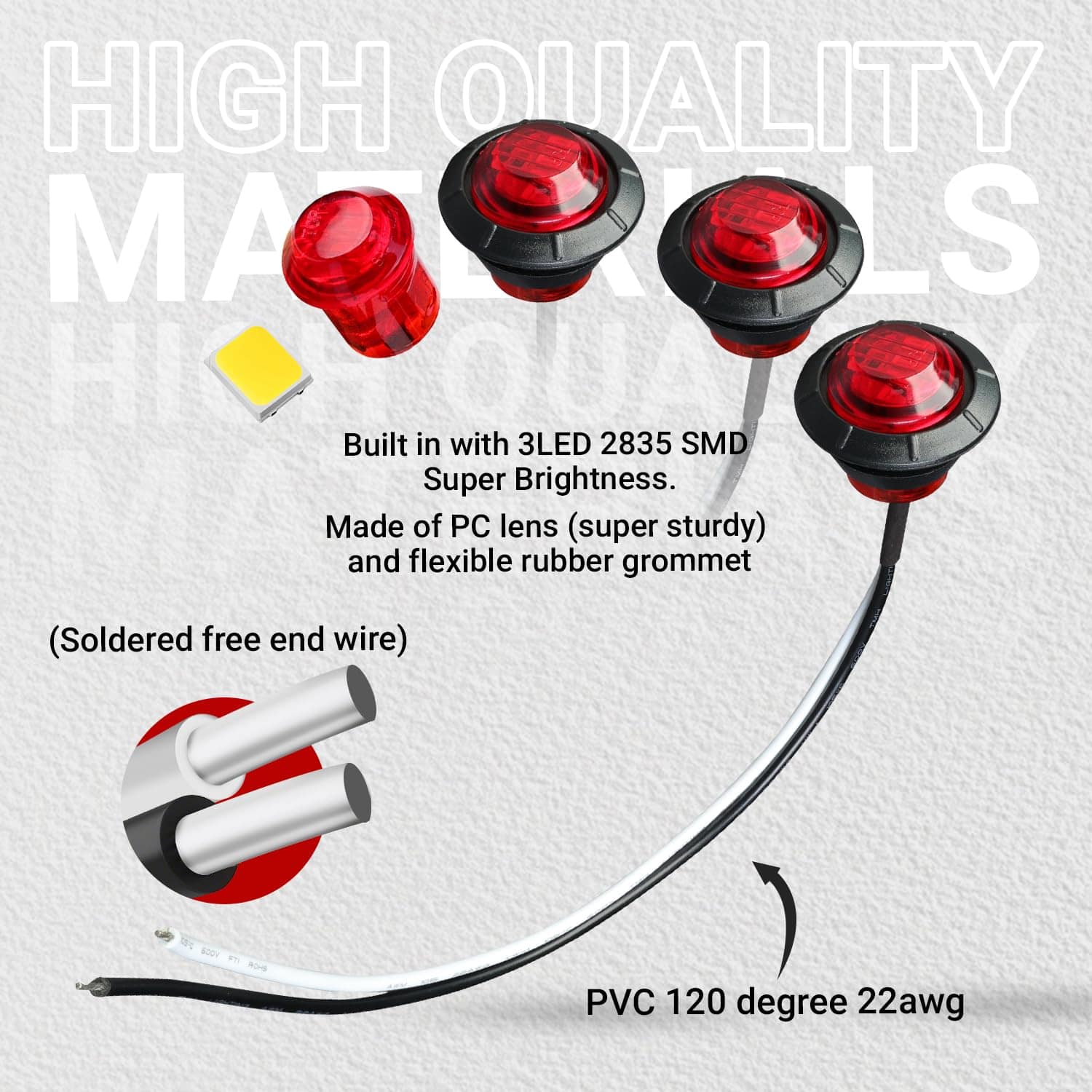 TMH 60 Pcs 3/4 Pulgadas 20 Ámbar + 20 Rojo + 20 Blanco Luz - Imagen 6