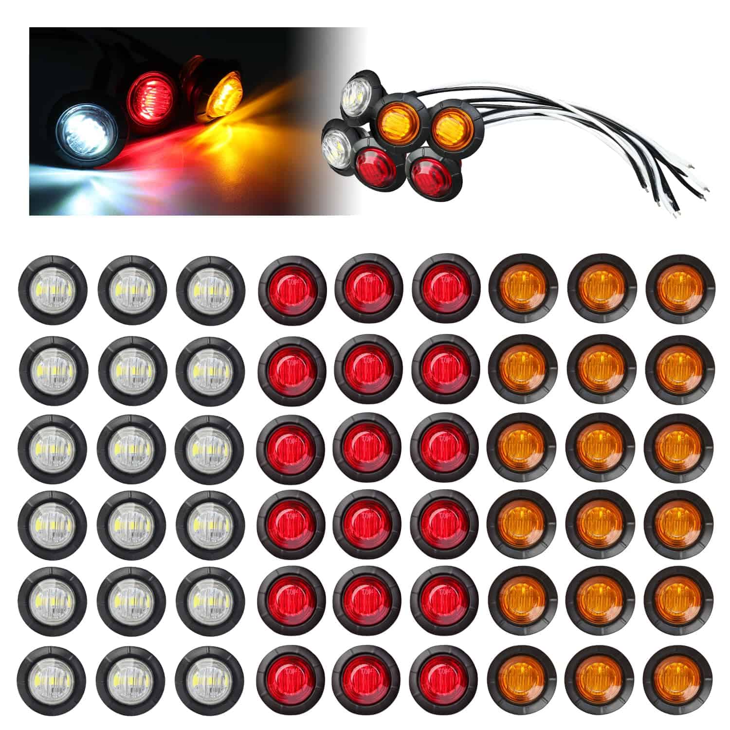 TMH 60 Pcs 3/4 Pulgadas 20 Ámbar + 20 Rojo + 20 Blanco Luz