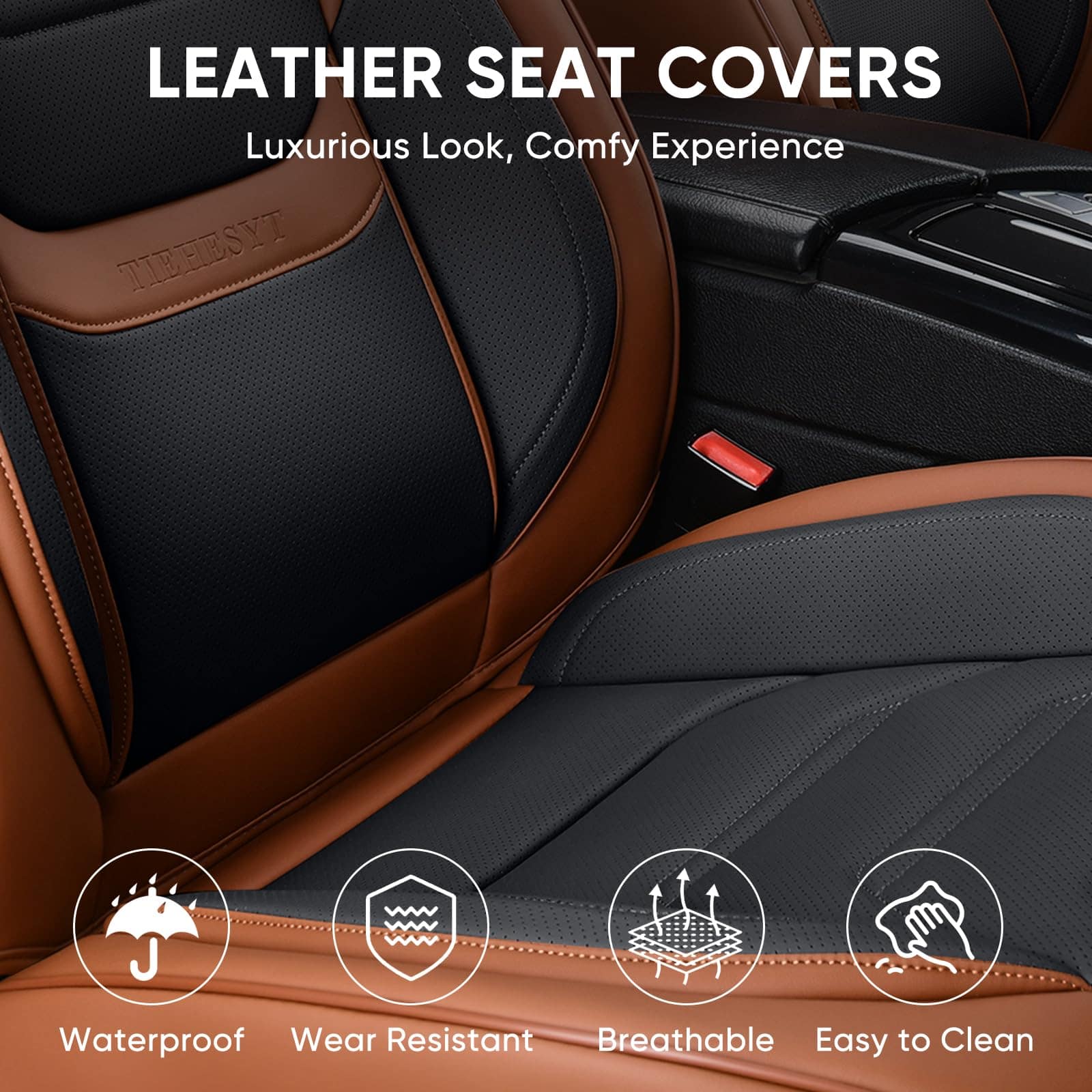 Cubiertas de asiento de cuero TIEHESYT para automóviles con - Imagen 7