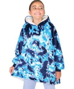 Manta con capucha Bare Home Sherpa Fleece -Tie Dye - Azul os