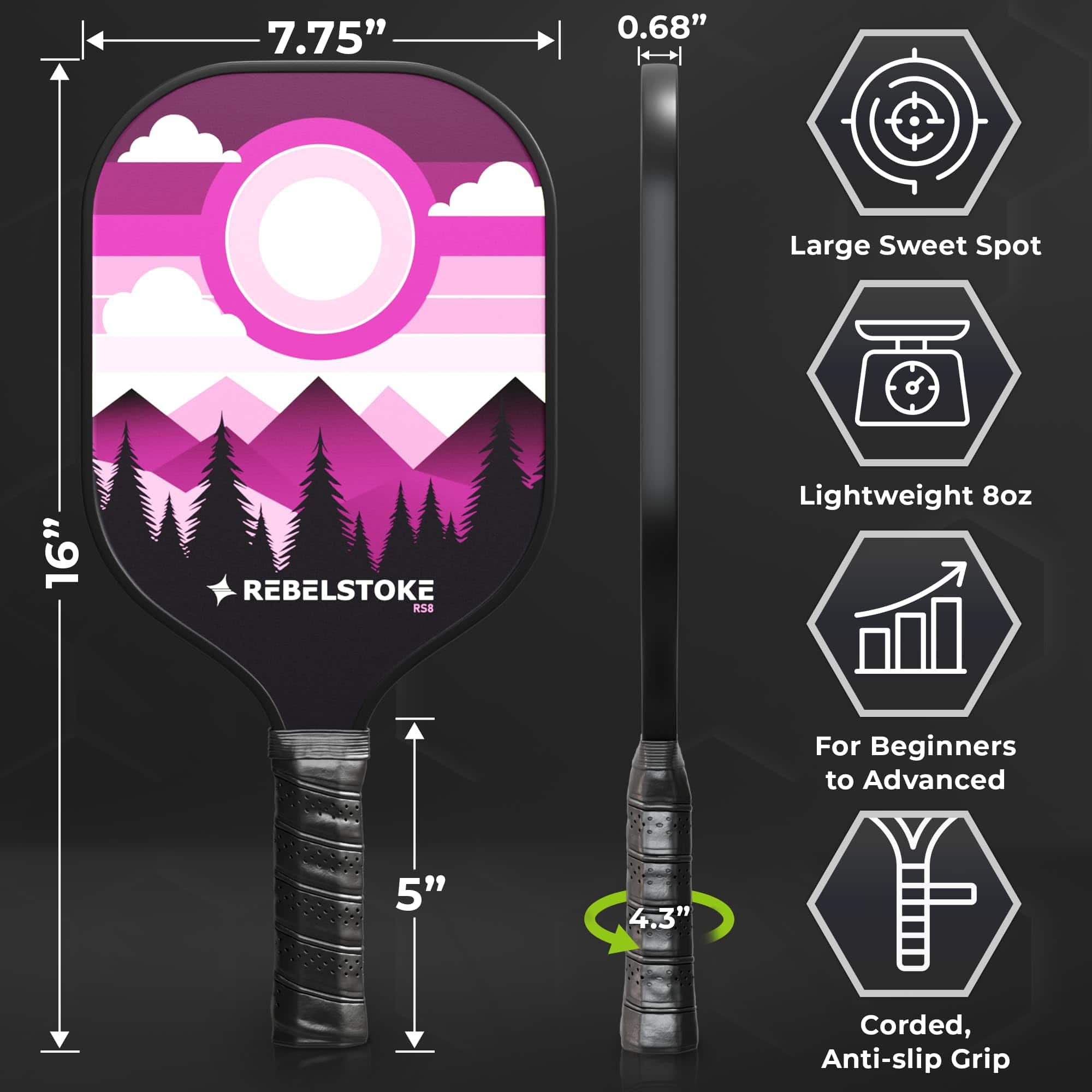 Set de 4 palas de pádel de fibra de vidrio Rebelstoke con - Imagen 5