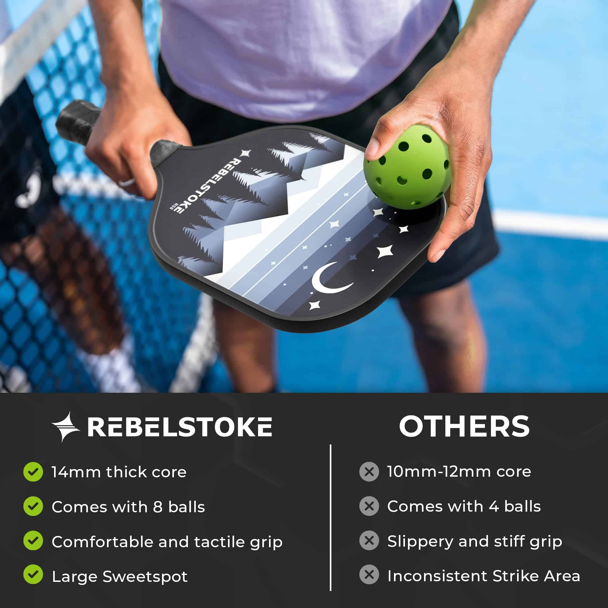 Set de 4 palas de pádel de fibra de vidrio Rebelstoke con - Imagen 6