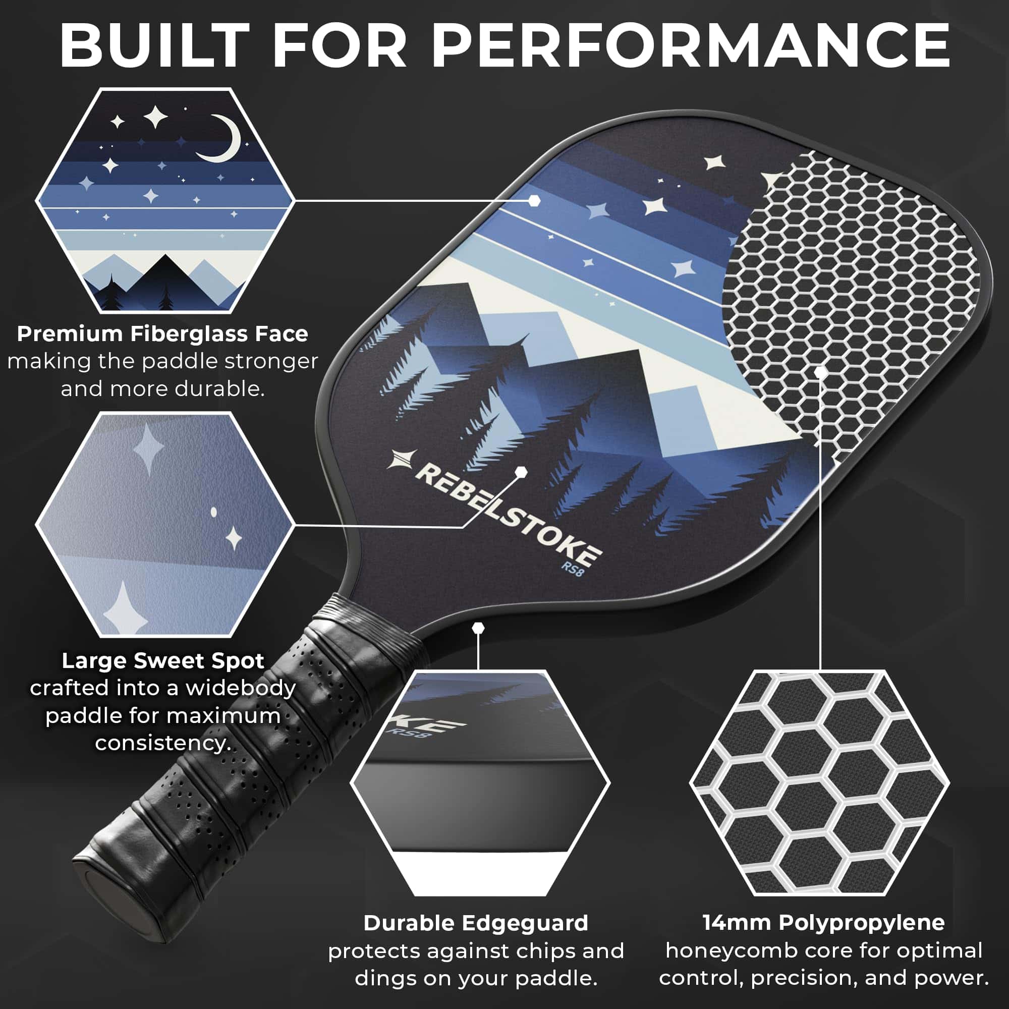 Set de 4 palas de pádel de fibra de vidrio Rebelstoke con - Imagen 4