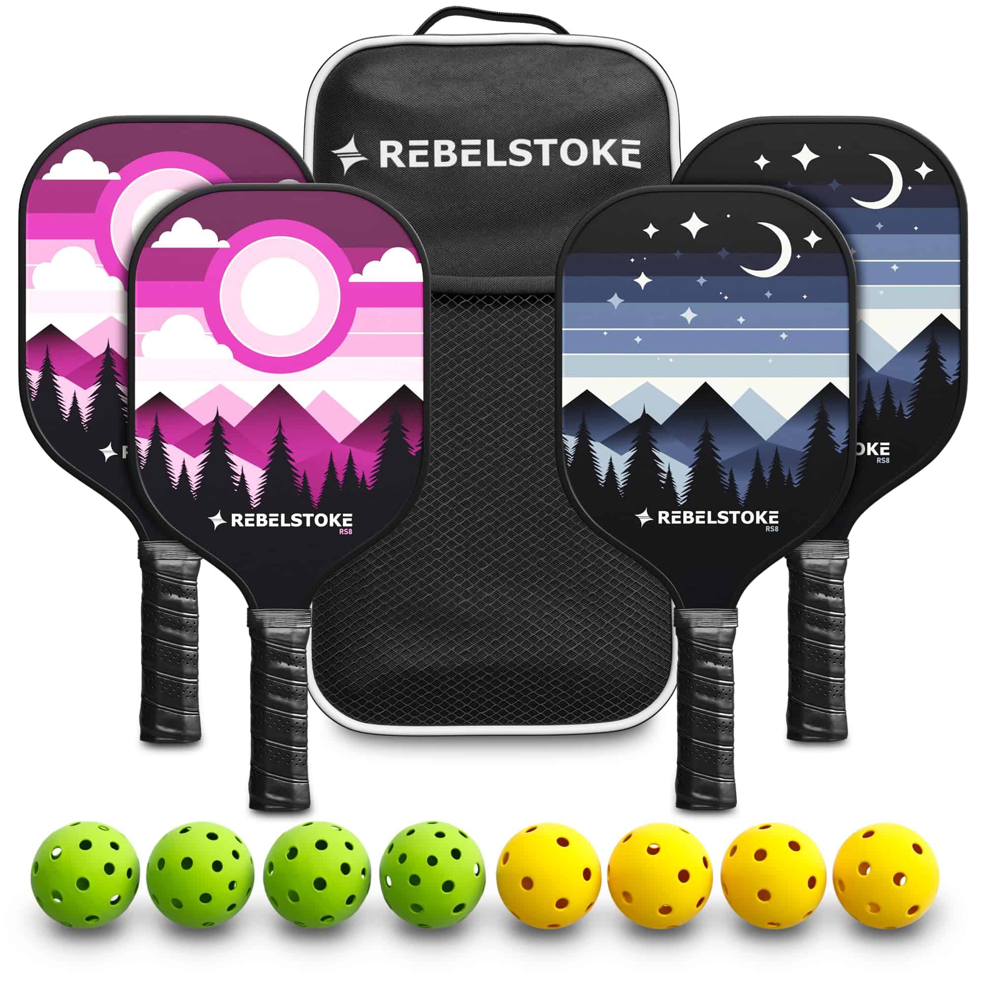 Set de 4 palas de pádel de fibra de vidrio Rebelstoke con