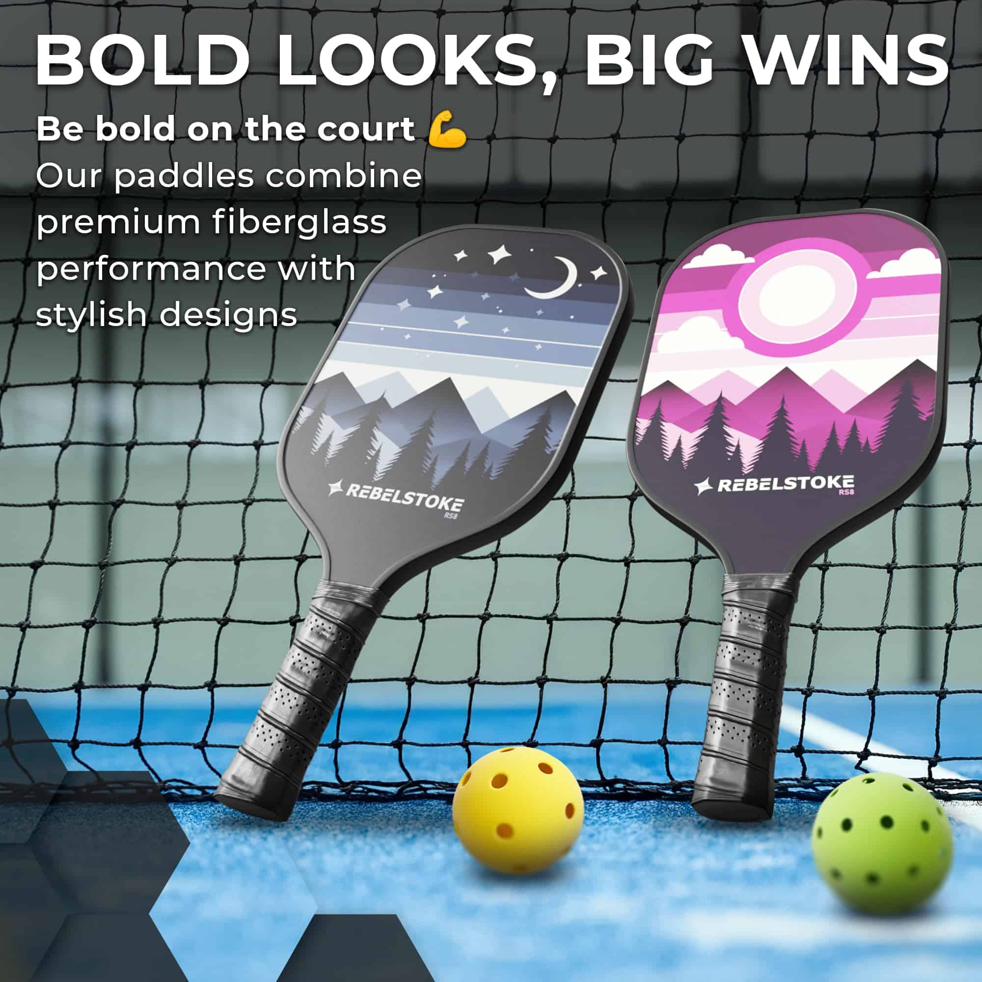 Set de 4 palas de pádel de fibra de vidrio Rebelstoke con - Imagen 9