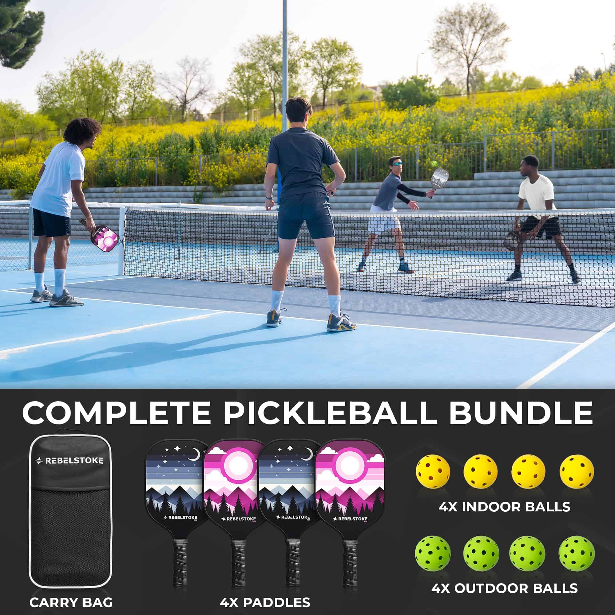 Set de 4 palas de pádel de fibra de vidrio Rebelstoke con - Imagen 8