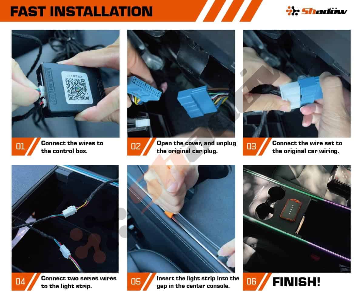 Luz ambiental del centro de consola Shadow para Tesla Model - Imagen 7