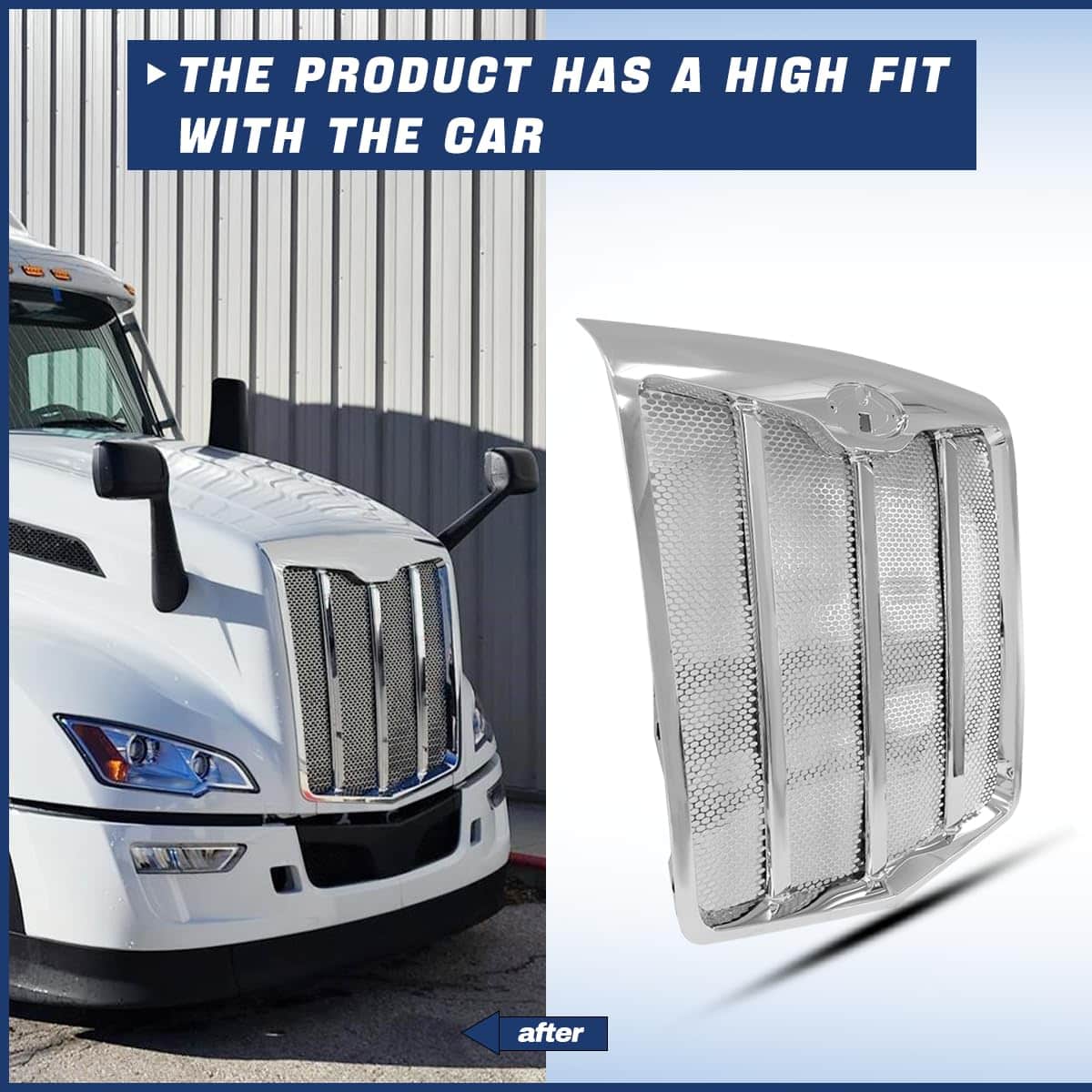 Parrilla delantera cromada de reemplazo para capó radiador - Imagen 4