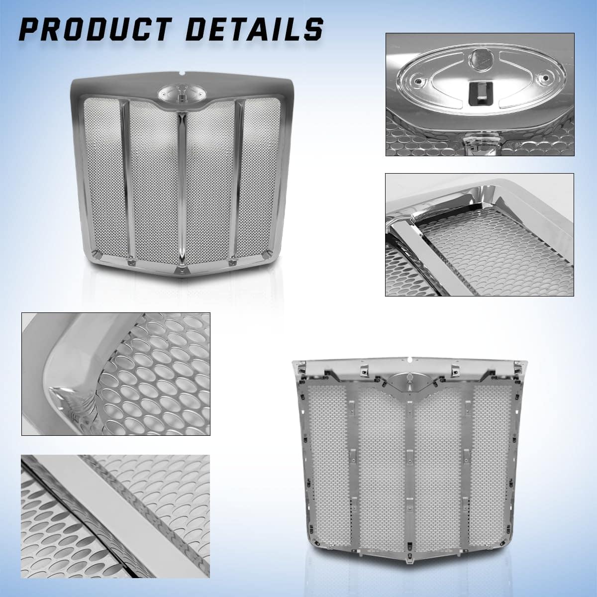 Parrilla delantera cromada de reemplazo para capó radiador - Imagen 3
