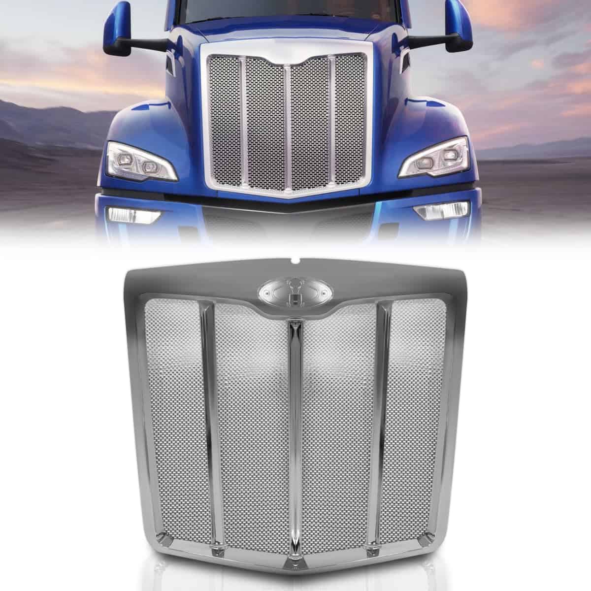 Parrilla delantera cromada de reemplazo para capó radiador