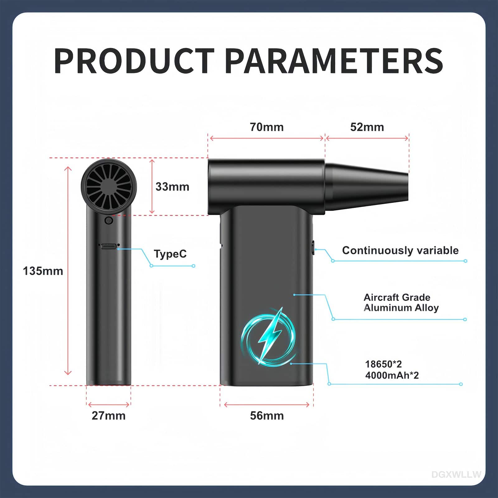 Soplador de aire comprimido eléctrico DGXWLLW, soplador de - Imagen 7