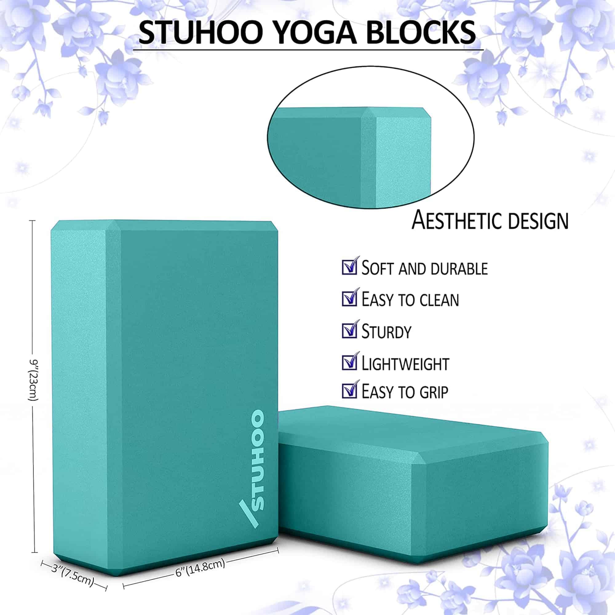 Paquete de 2 Bloques de Yoga STUHOO y Correa de Yoga - Imagen 3