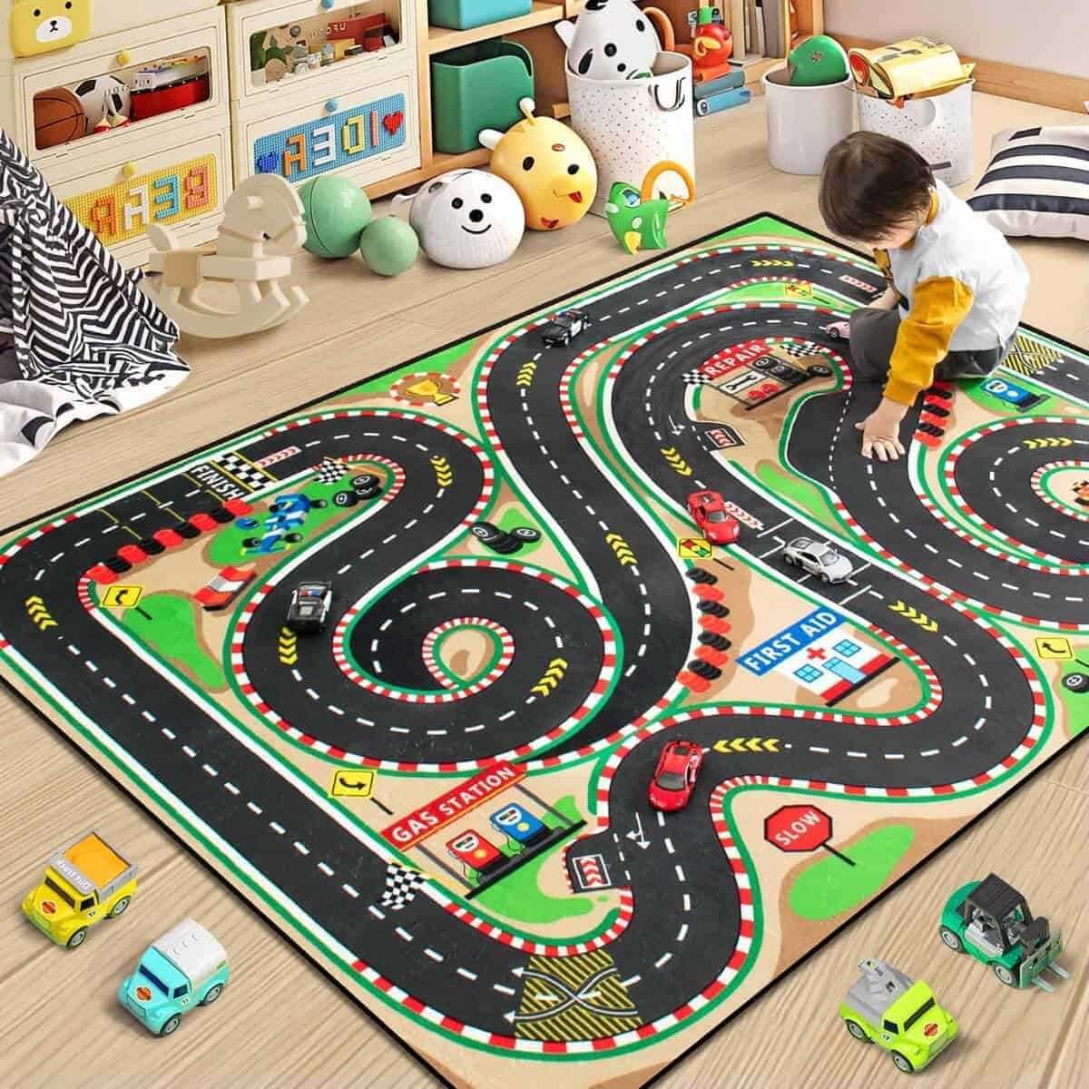 Tapete para Niños, Tapete de Pista de Carreras, Tapete de