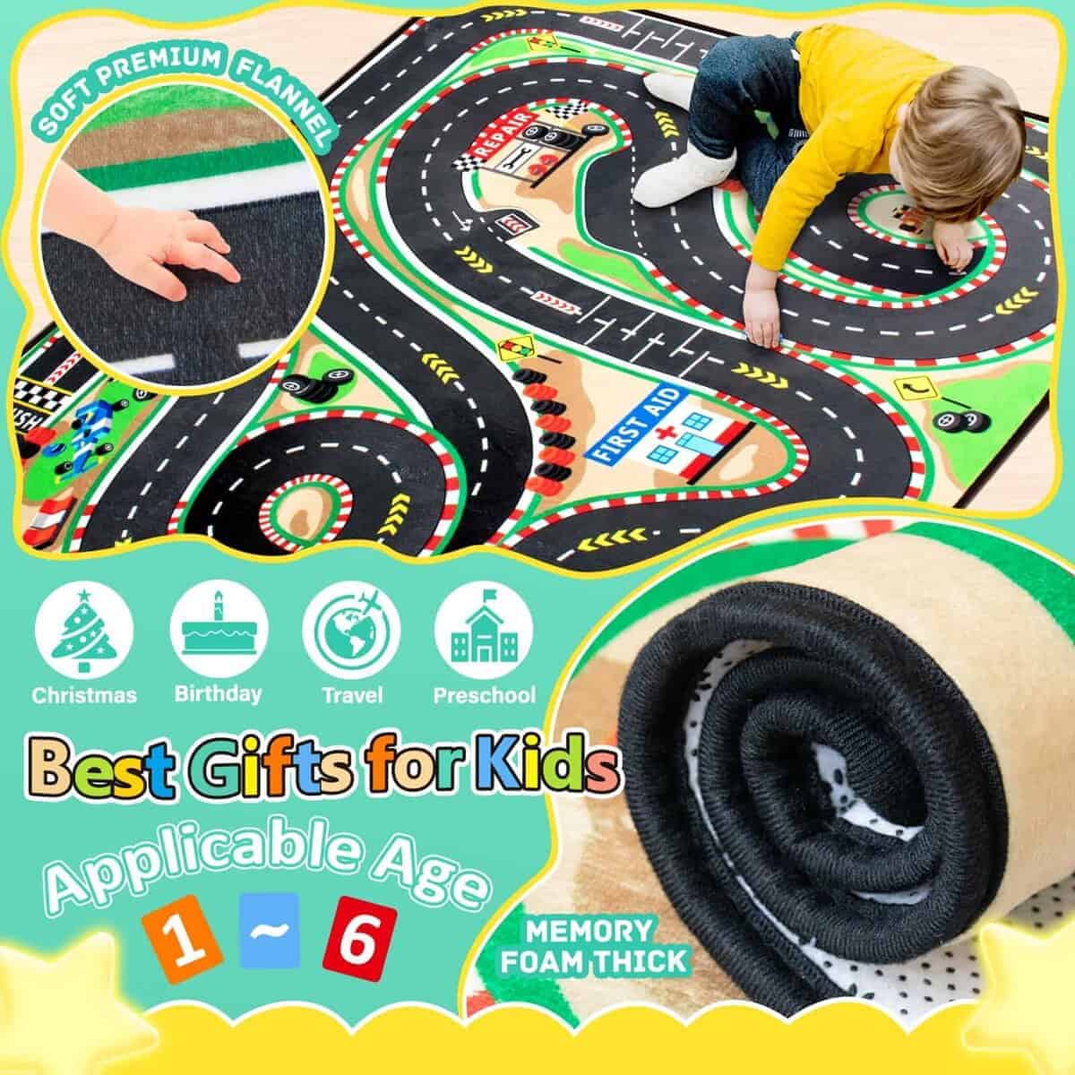 Tapete para Niños, Tapete de Pista de Carreras, -Race Track - Imagen 6