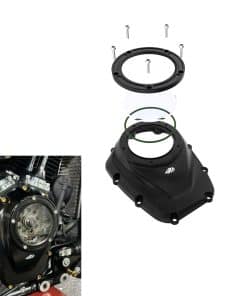 Cubierta de levas transparente de aluminio negro POWER