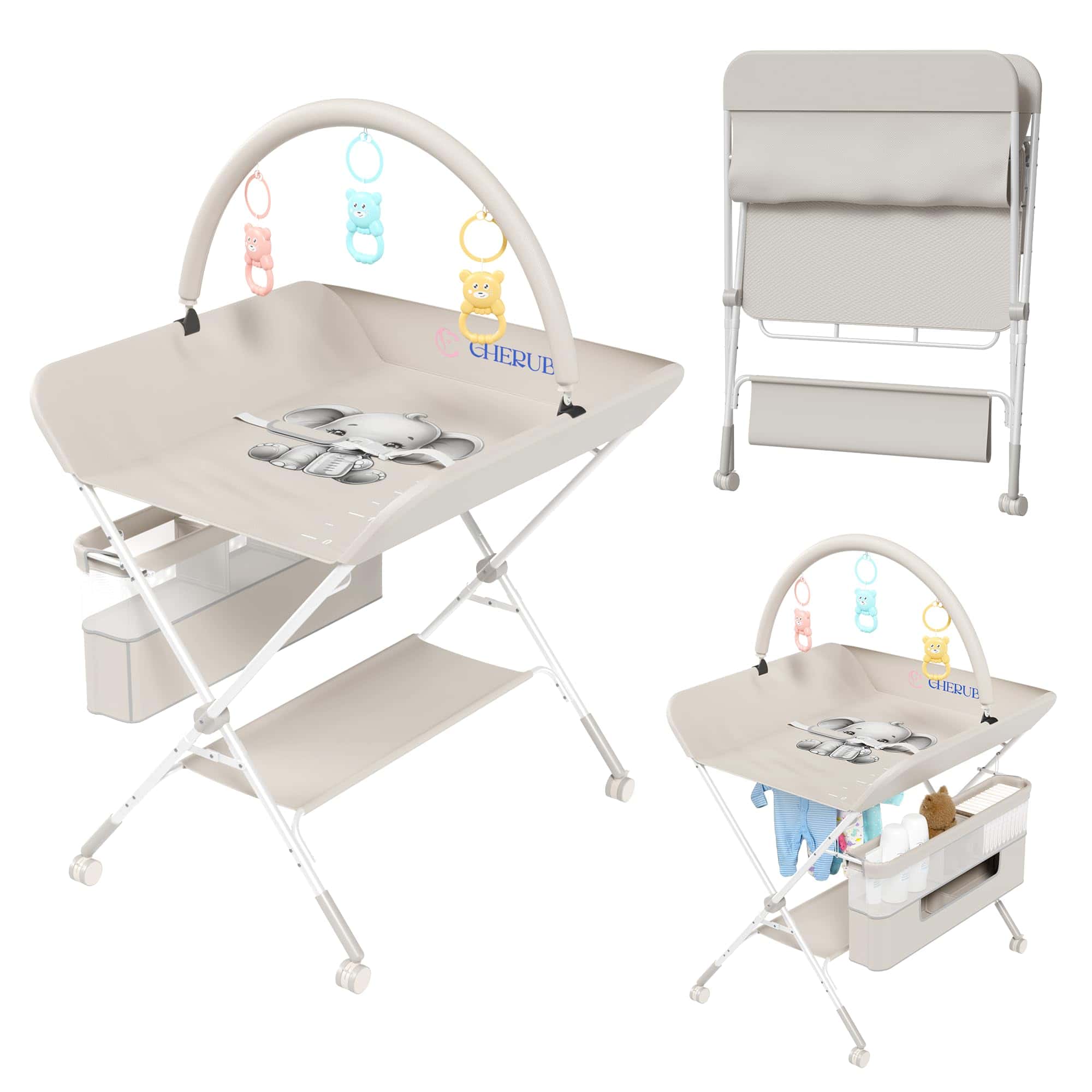 Mesa Cambiadora Plegable Cherub con Almacenamiento -