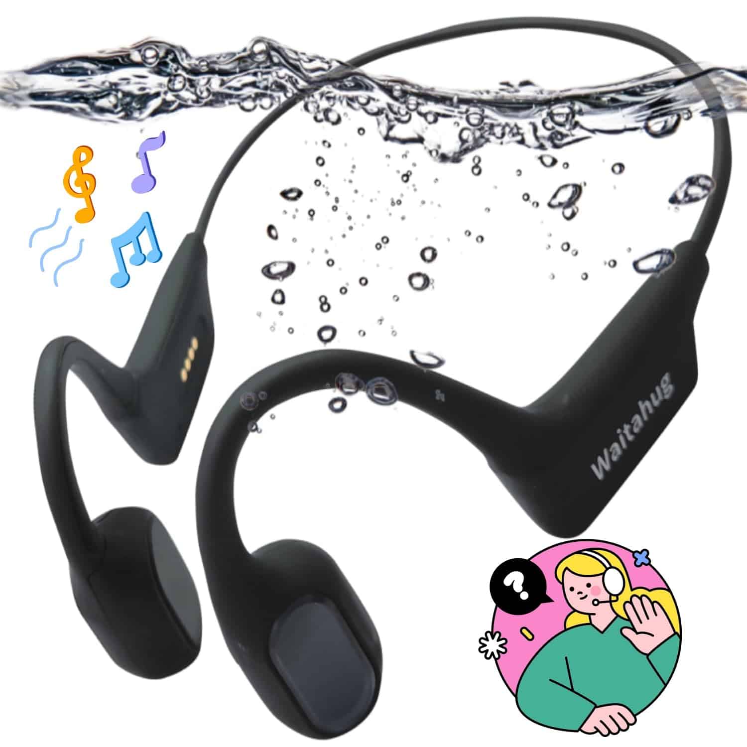 Audífonos de conducción ósea mejorados a prueba de agua,