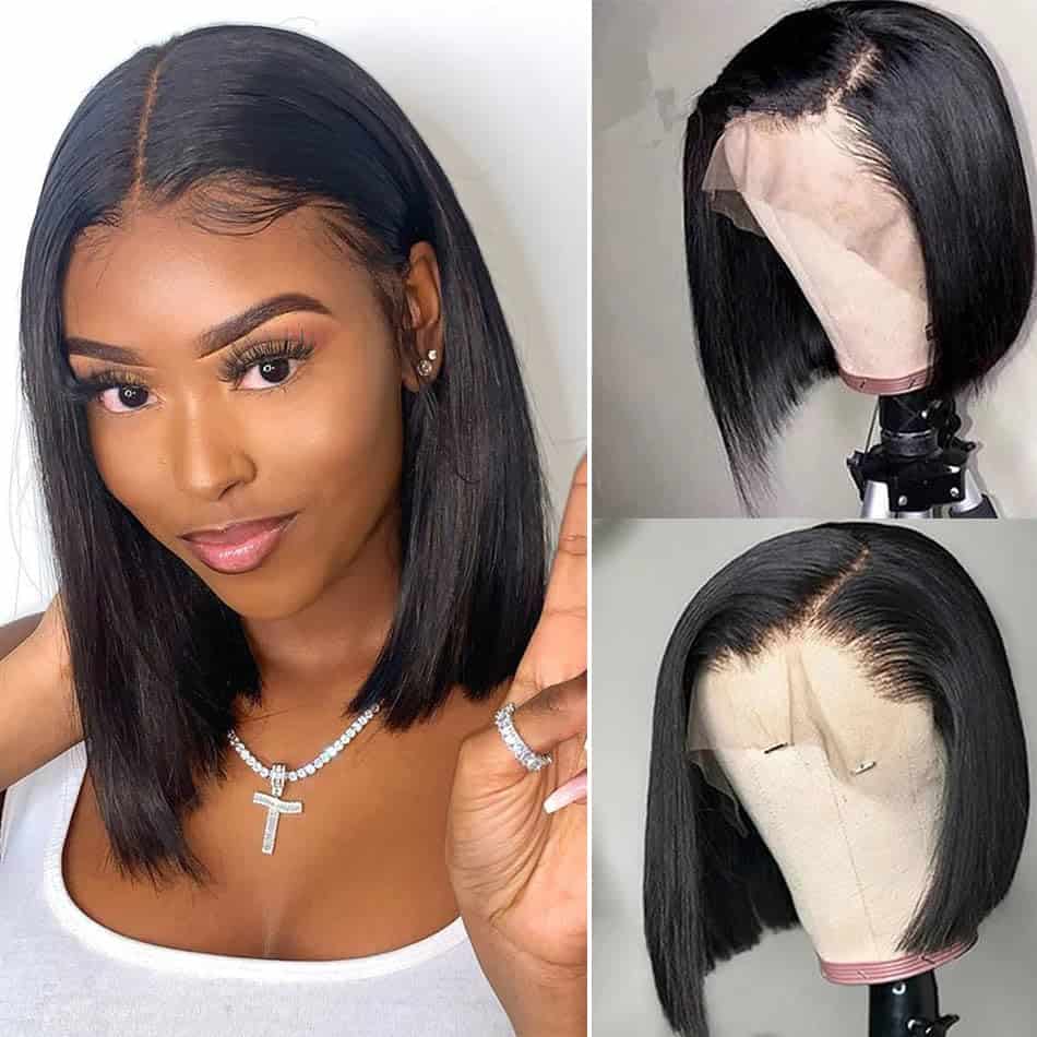 Pelucas de cabello humano Ablvari Bob 13x4 frontal de