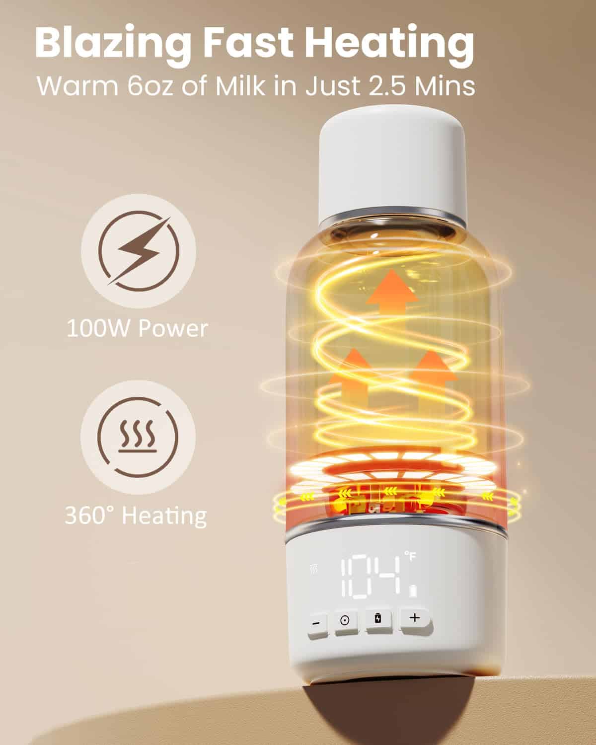 Calentador de biberón portátil para viajes, calentamiento - Imagen 3