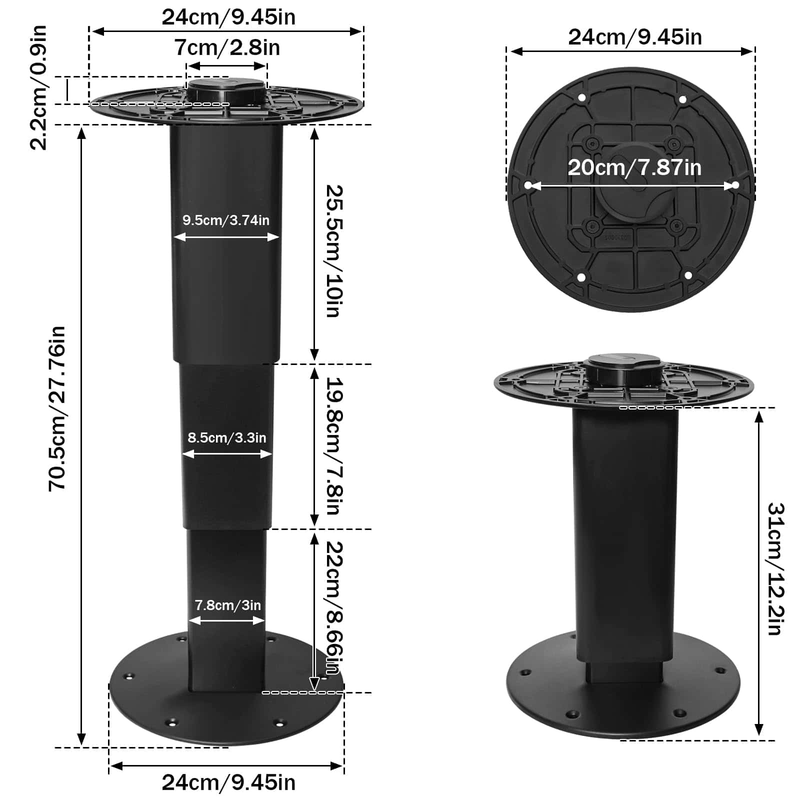 Base de Pedestal de Mesa Telescópica Resistente para RV con - Imagen 7